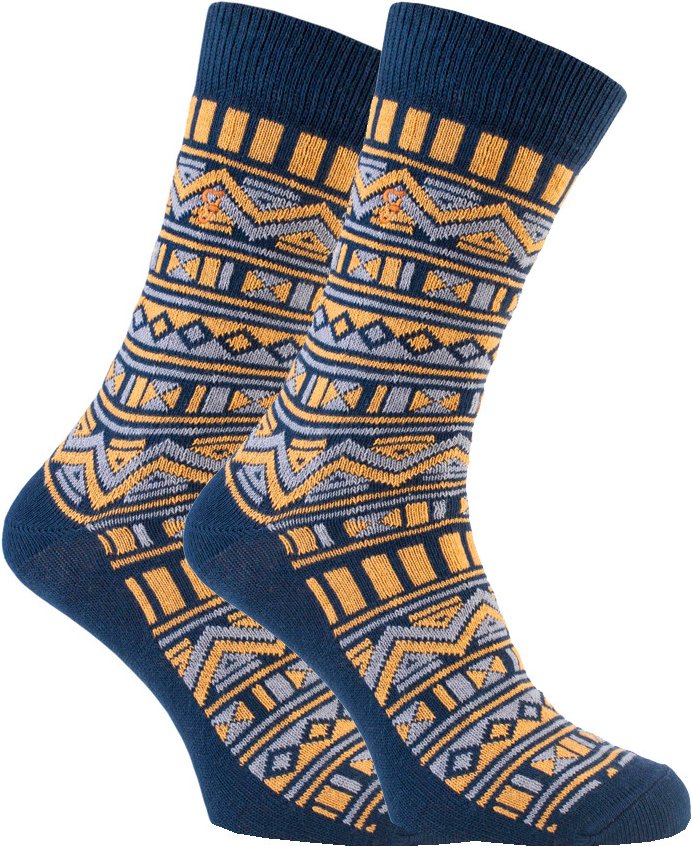 Farah - 2 Paar Herren Funky Vintage gemustert bunte dicke Baumwolle Crew Socken - FVS008NVY