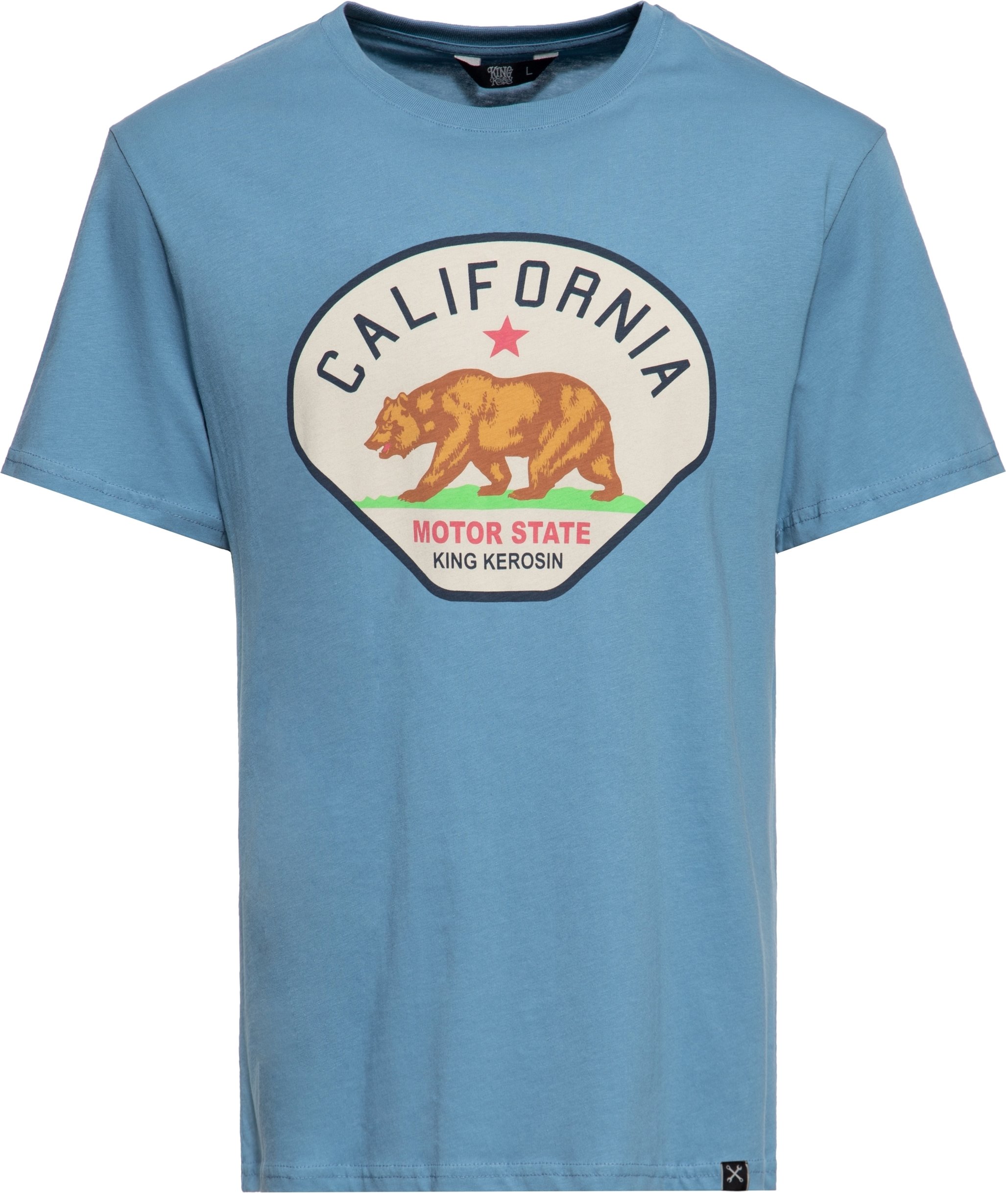 King Kerosin Herren Print T-Shirt California Motor State blau