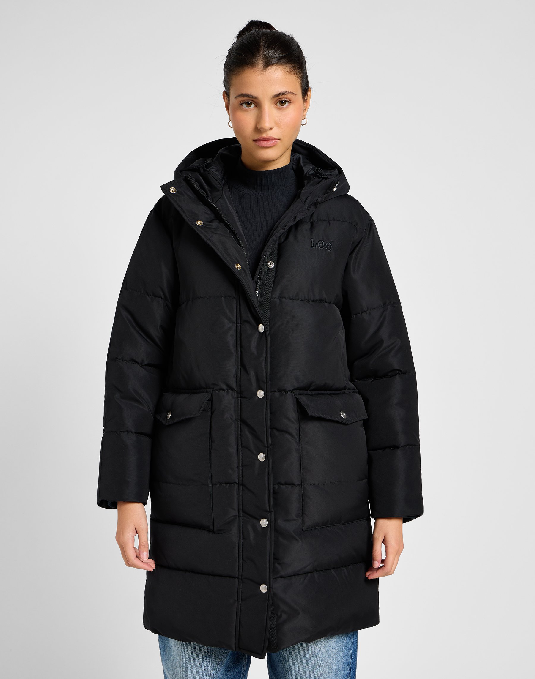 Lee – Lange Daunenjacke – UnionAll Black
