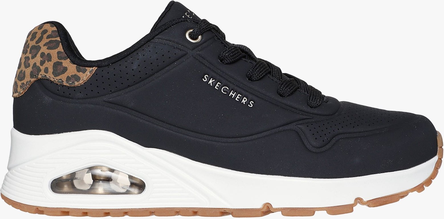 Skechers 177093/bkld Uno-jungle Nite Damen Sneaker Schwarz Durabuck/leopardenmuster