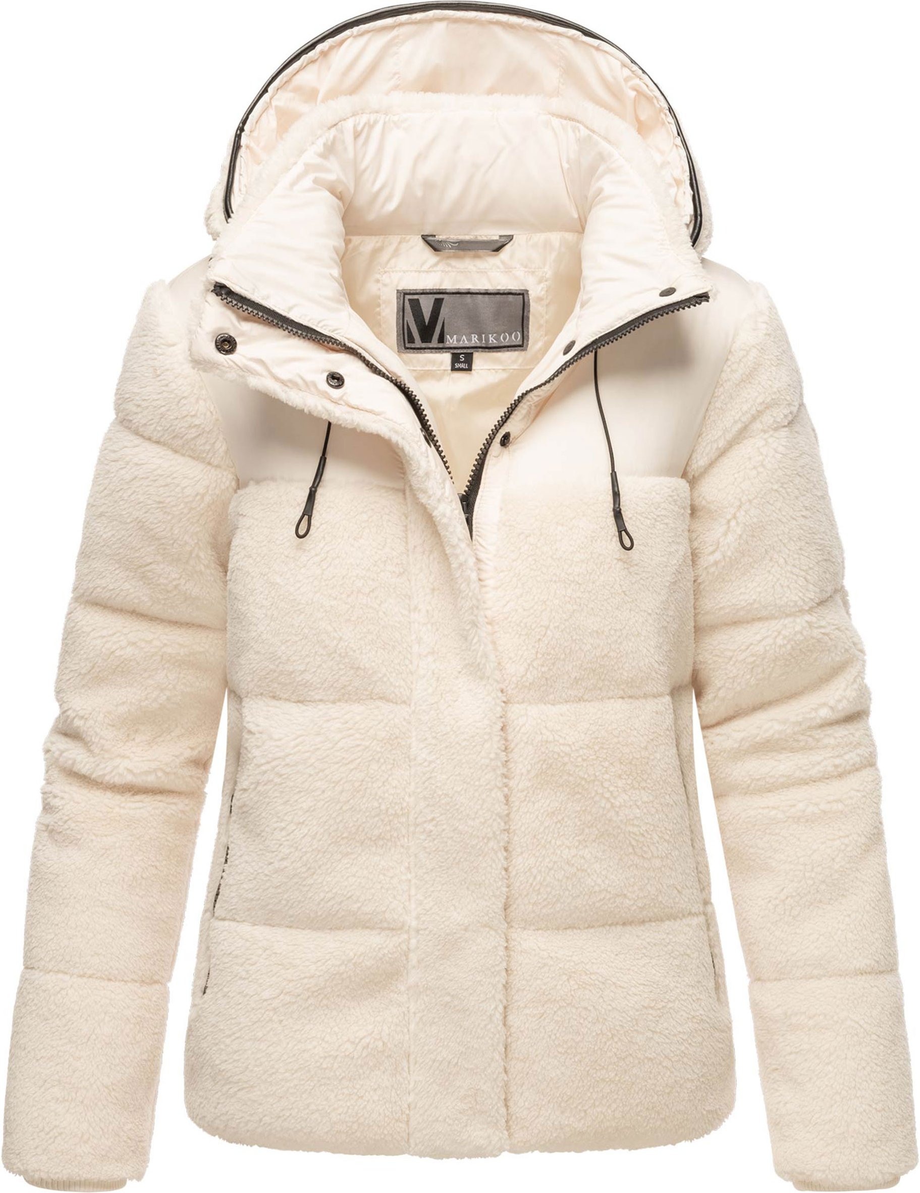 Marikoo Damen Teddy Puffer Jacke mit Kapuze & Reißverschluss – Kaguraa