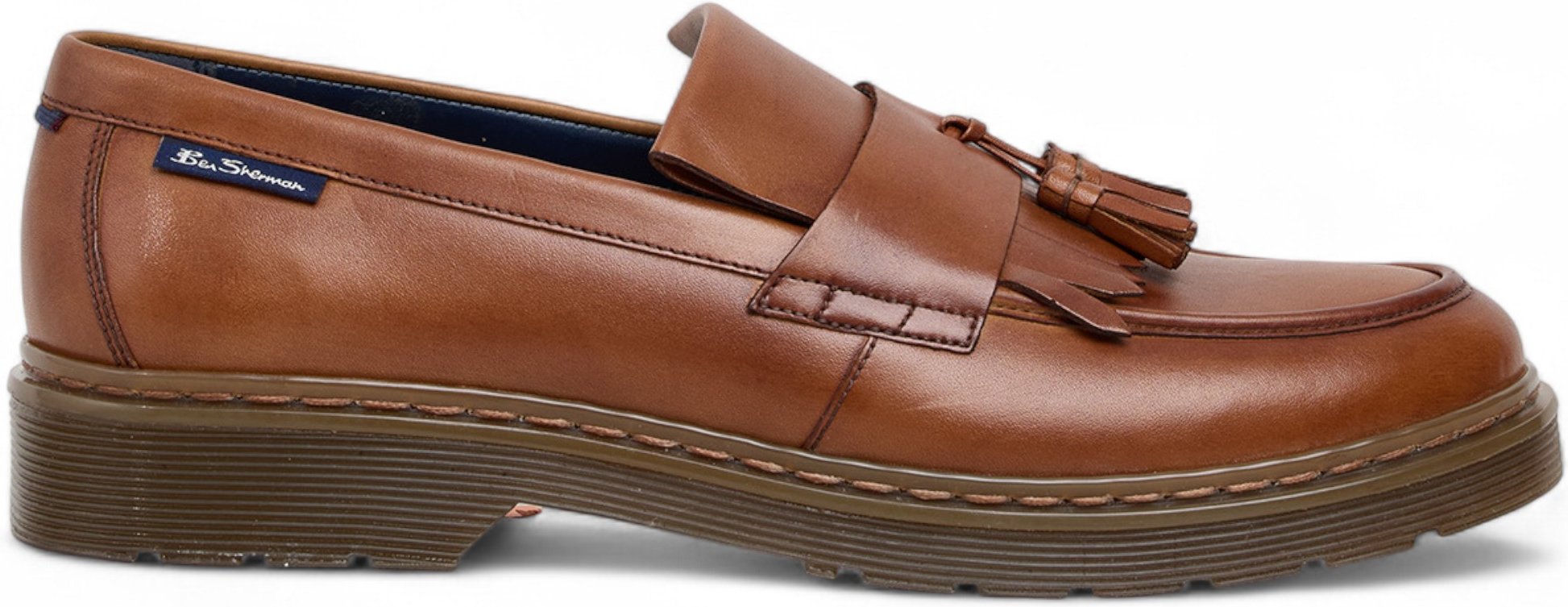 Ben Sherman Herren-Slipper aus hellbraunem Leder mit Quasten - Dudley