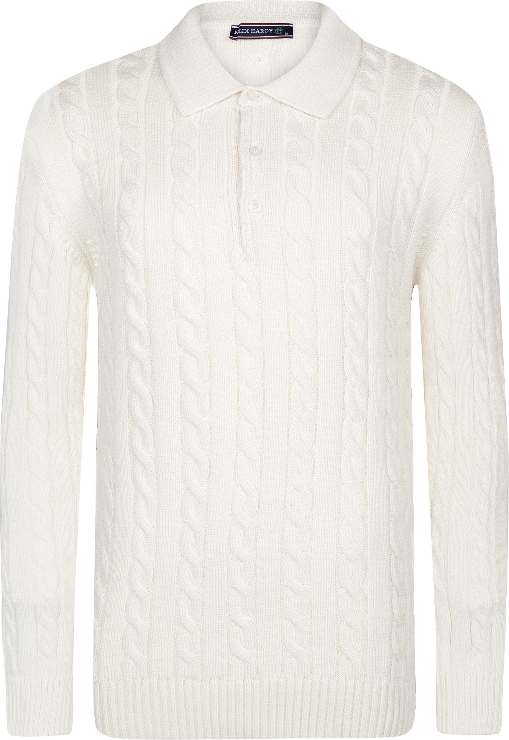 Grobstrick Zopfmuster Langarm Polo Pullover Augusto