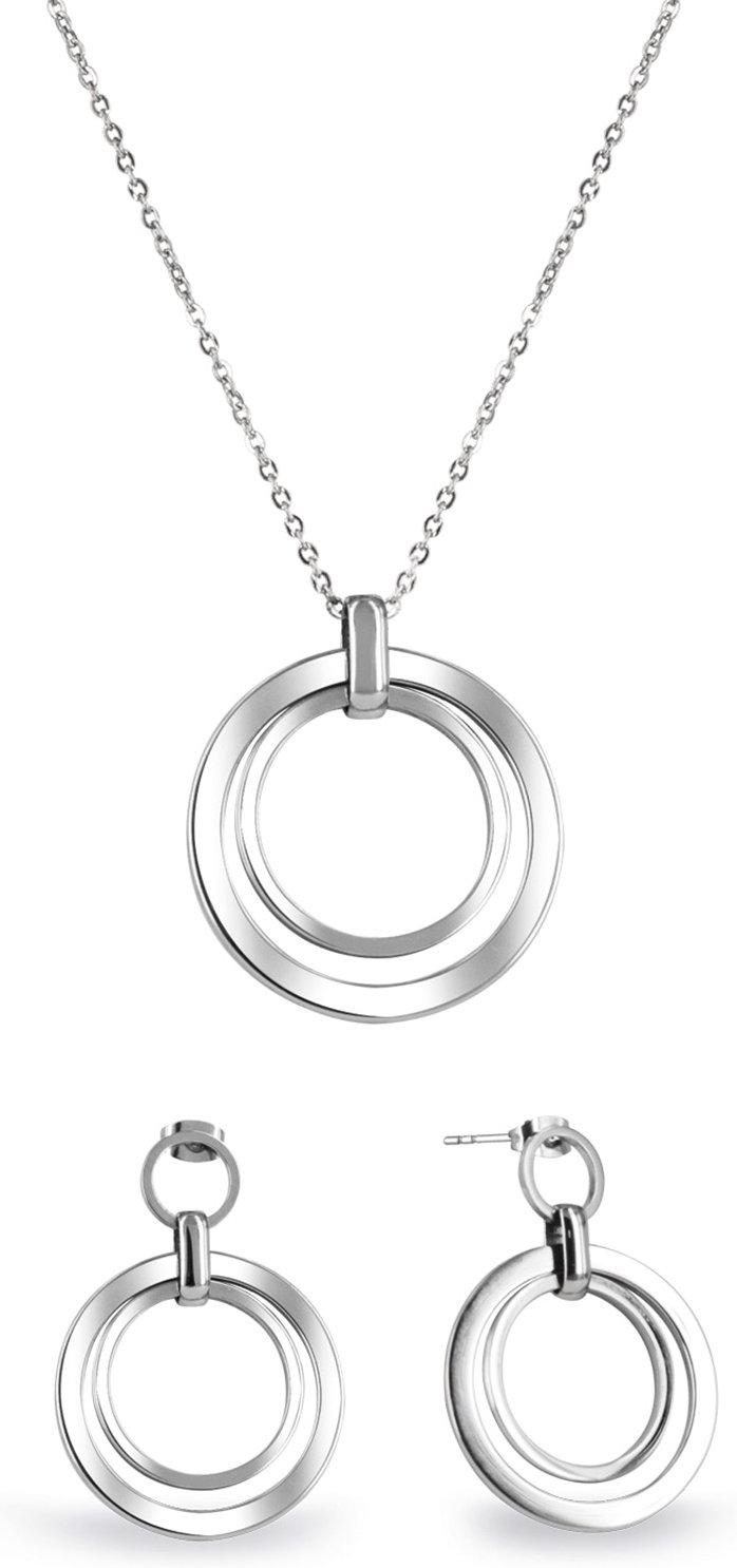 Sun Fun Damen-Set aus Halskette und Ohrringen aus Edelstahl QY-9E93-4KSX