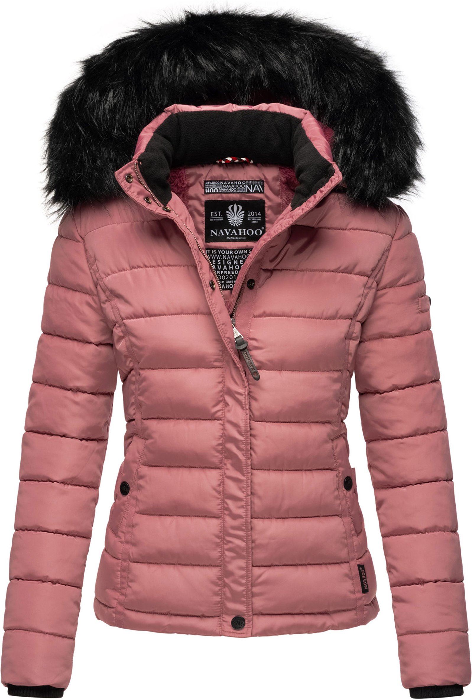 Navahoo Damen Winterjacke Miamor – Warm Gefüttert Mit Abnehmbarer Kapuze & Kunstfellkragen