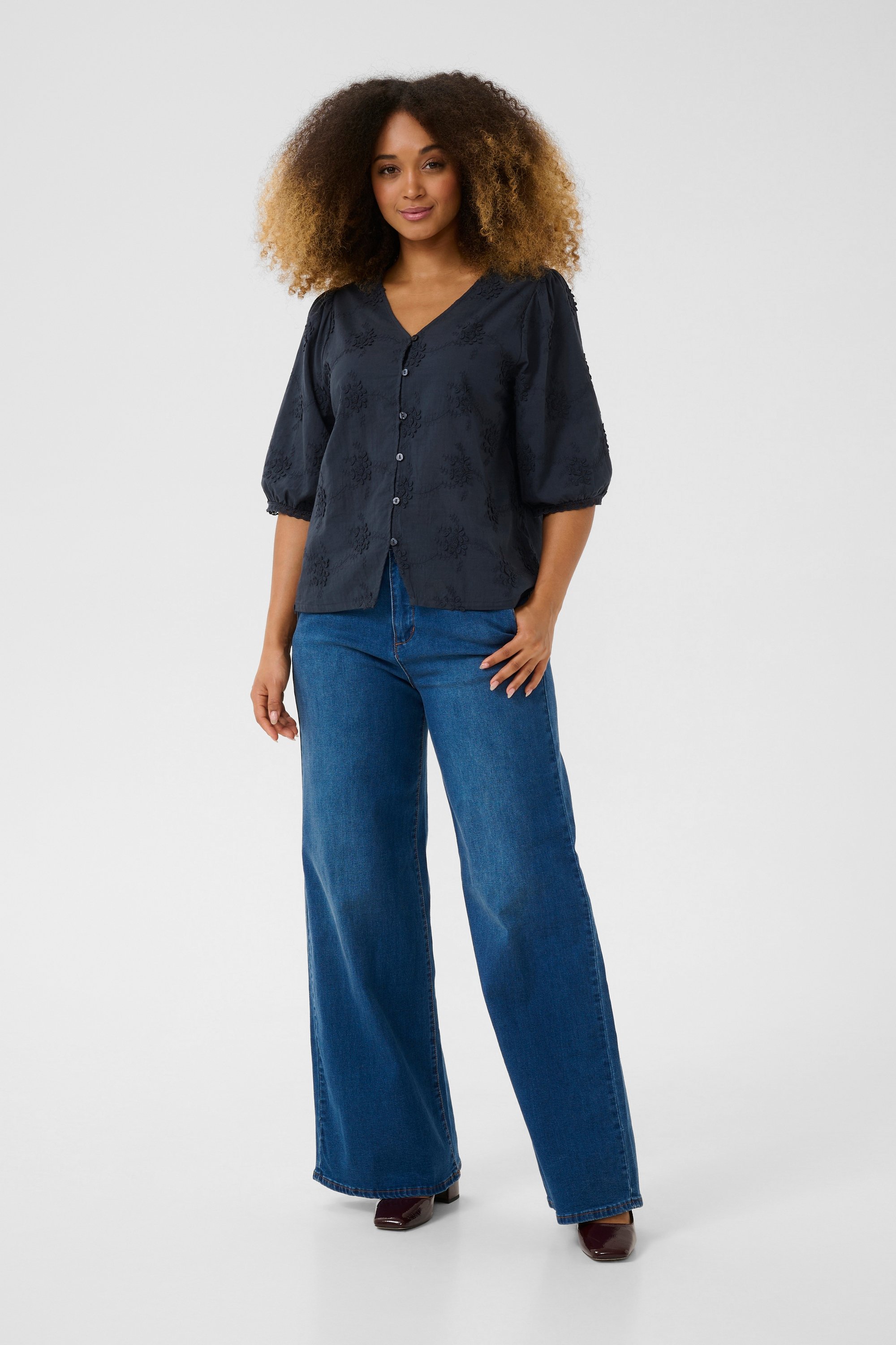 Bluse mit kurzen Ärmeln Regular Fit Marineblau Blazer navy