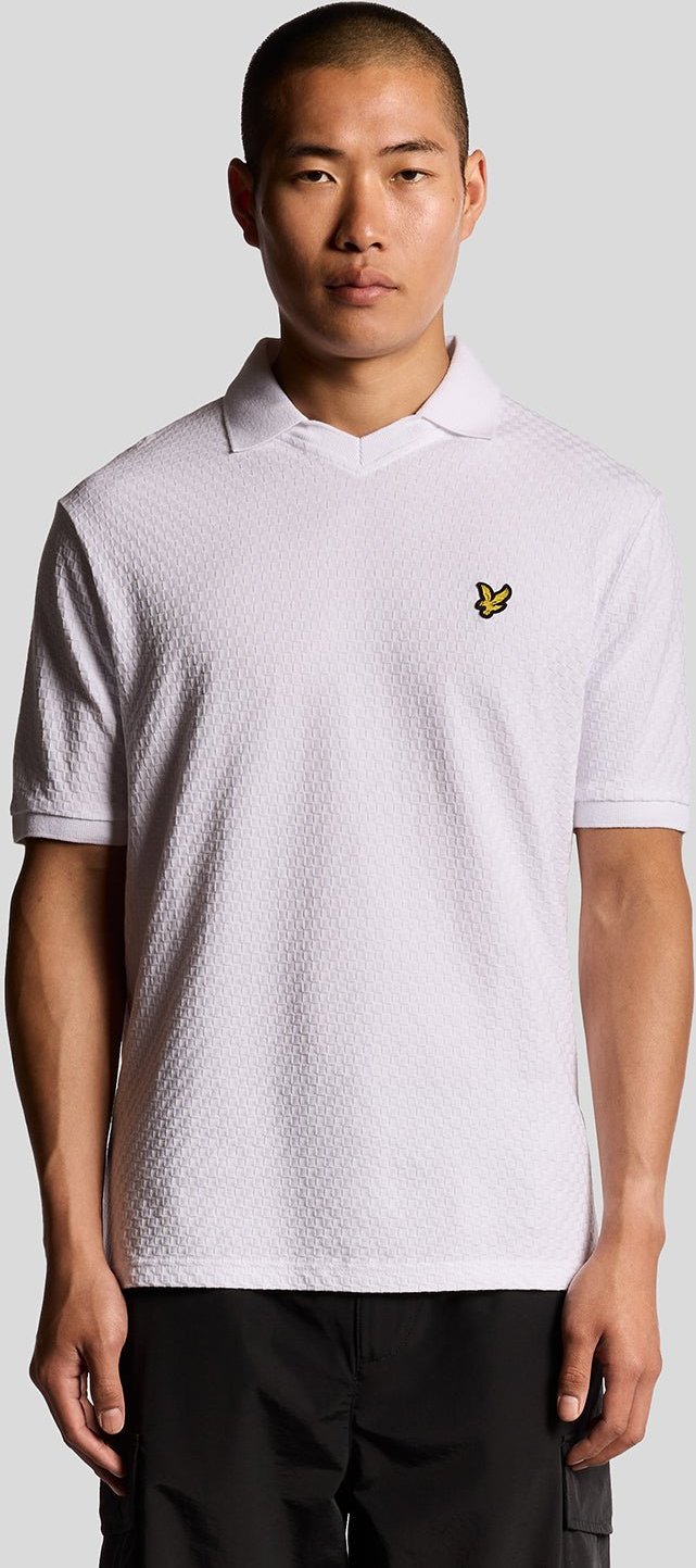Lyle & Scott Poloshirt mit Fußballkragen – Weiß