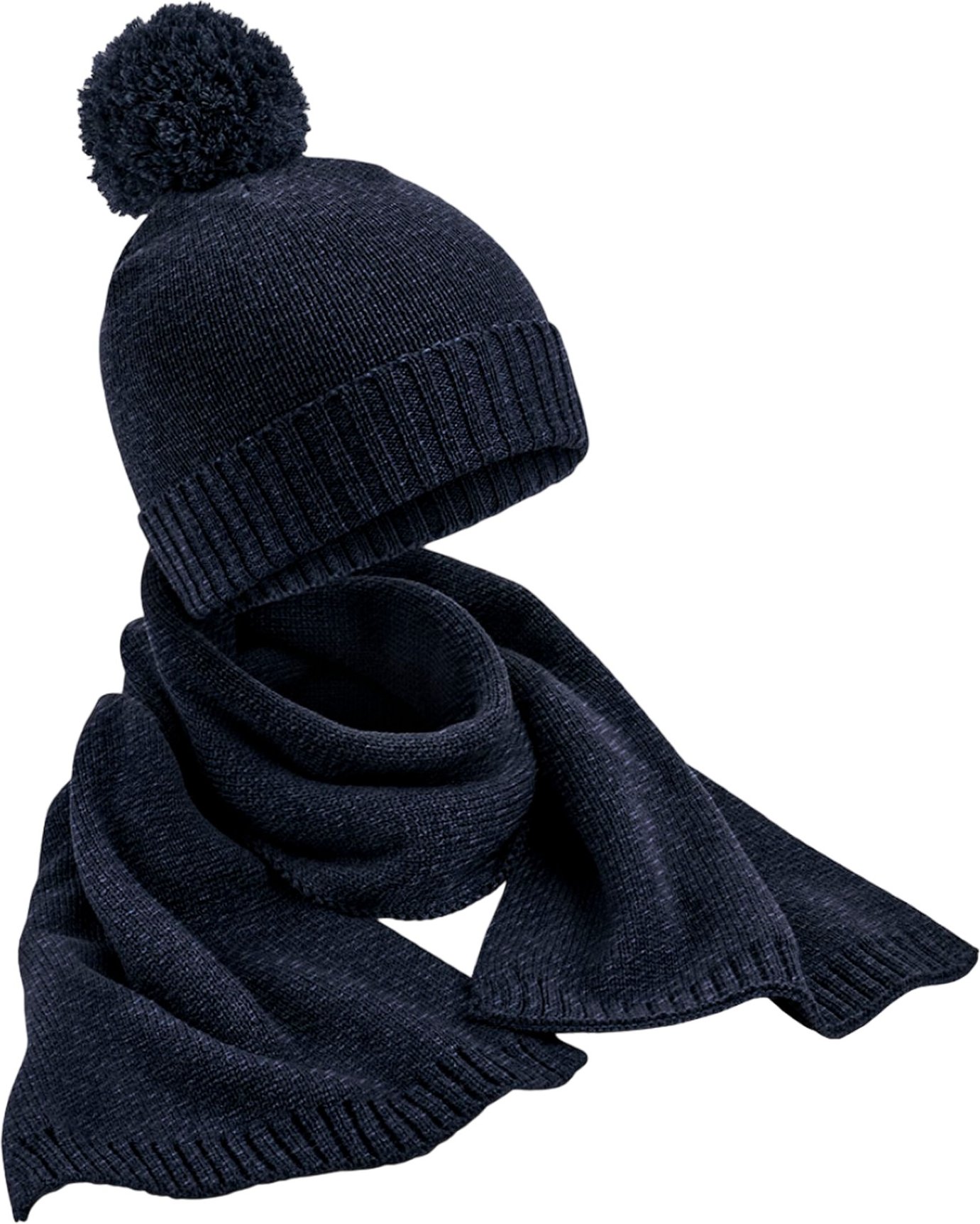 Beechfield Unisex Erwachsene Flecked gestrickte Mütze und Schal Set (Navy)