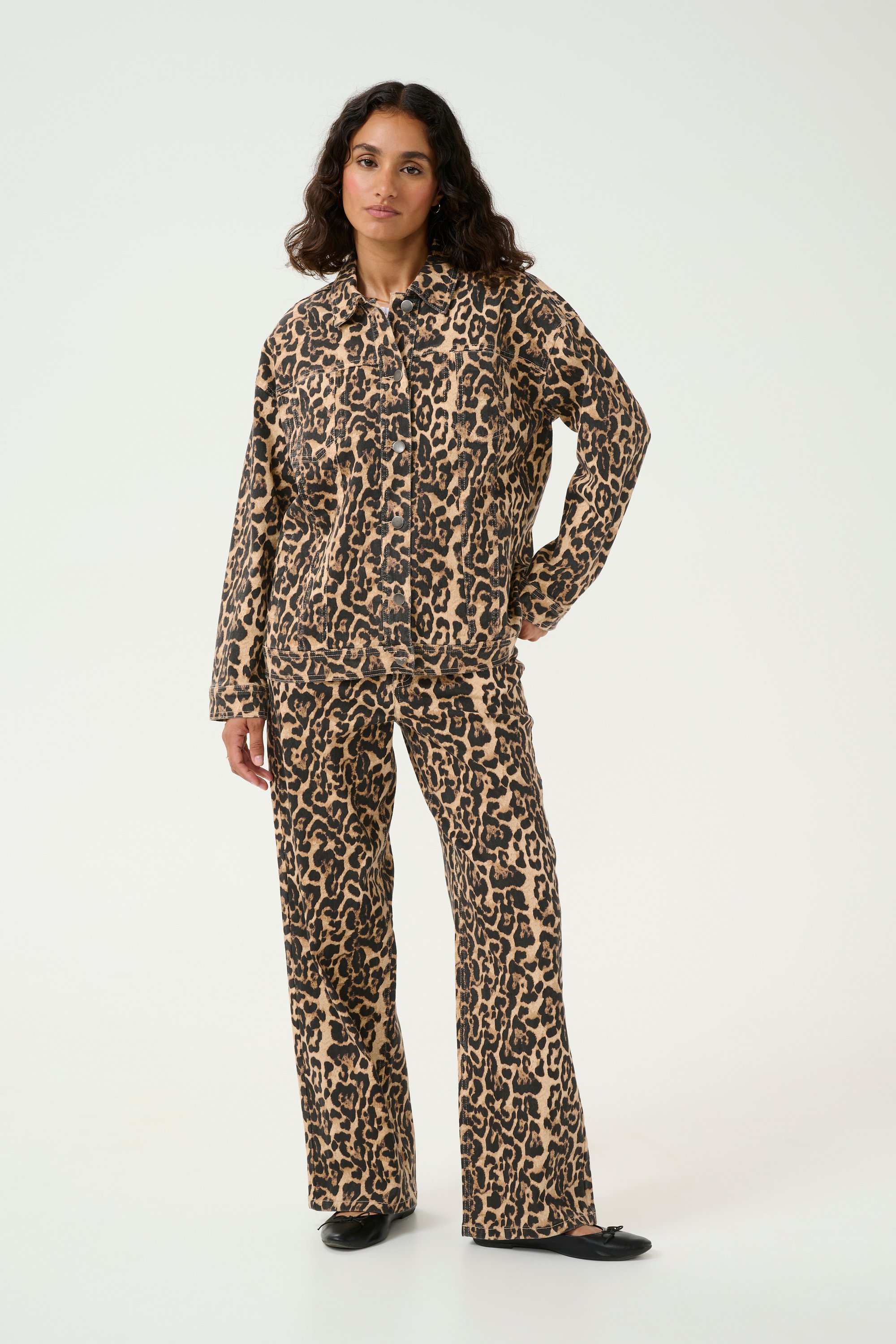 Jeansjacke Loose fit Naturel Leopard Print