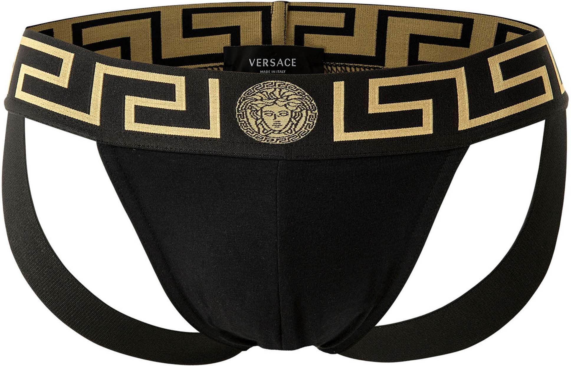Versace Underpants Jock Strap Jersey Topeka Bi-Stretch Cotton Organic New Logo Jockstrap