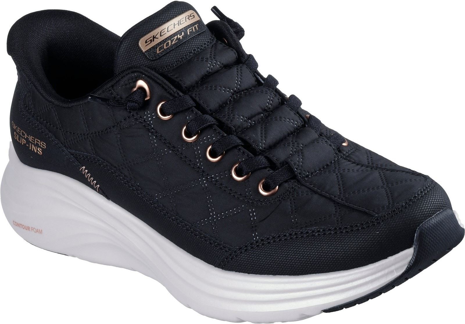 Thumbnail - Skechers Contour Foam Golden Hour Damen Sneaker Aus Textil In Schwarz/roségold