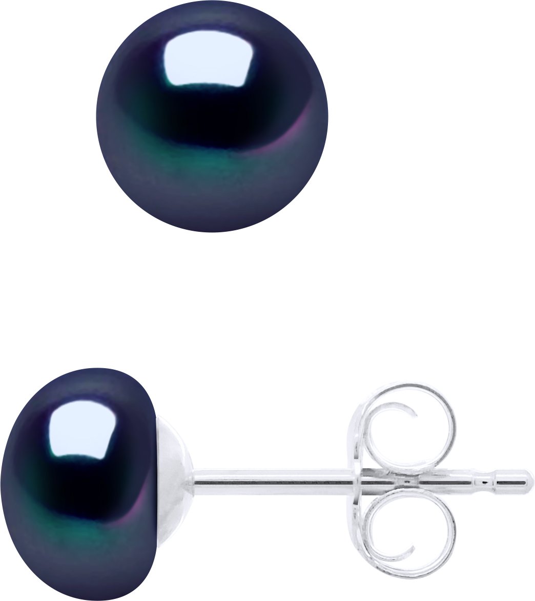 Ohrringe aus Silber 925 und echten Süßwasser-Zuchtperlen Knopf 6-7 mm