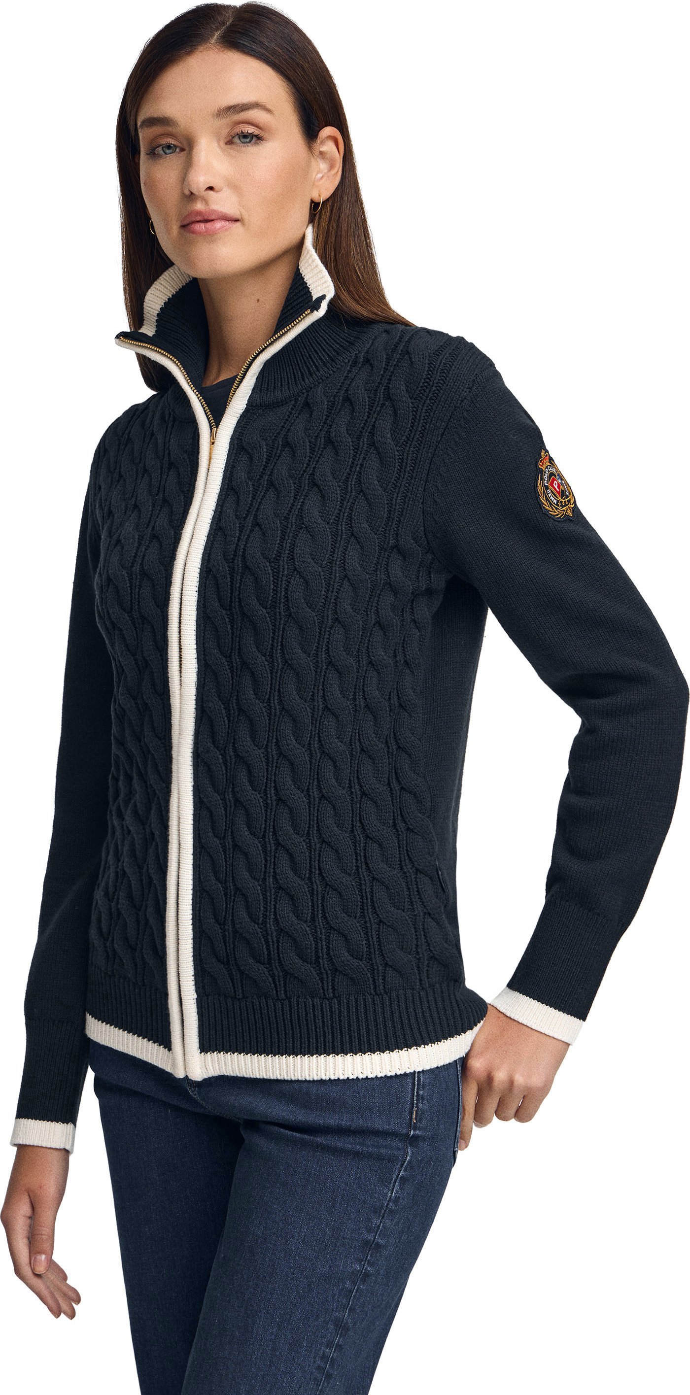 Cardigan marineblau mit maritimem Polo Club-Patch
