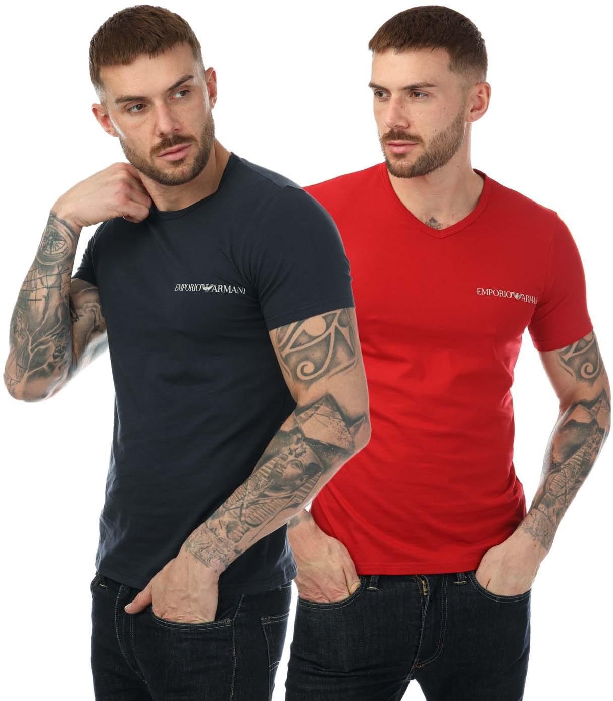 Emporio Armani - T-Shirt für Herren(2er-Pack) (Marineblau/Rot)