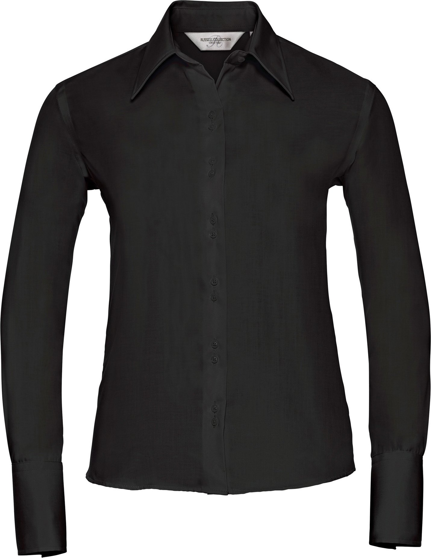 Russell Collection Damen/Damen Langarm Ultimate Non-Iron Shirt (Schwarz)