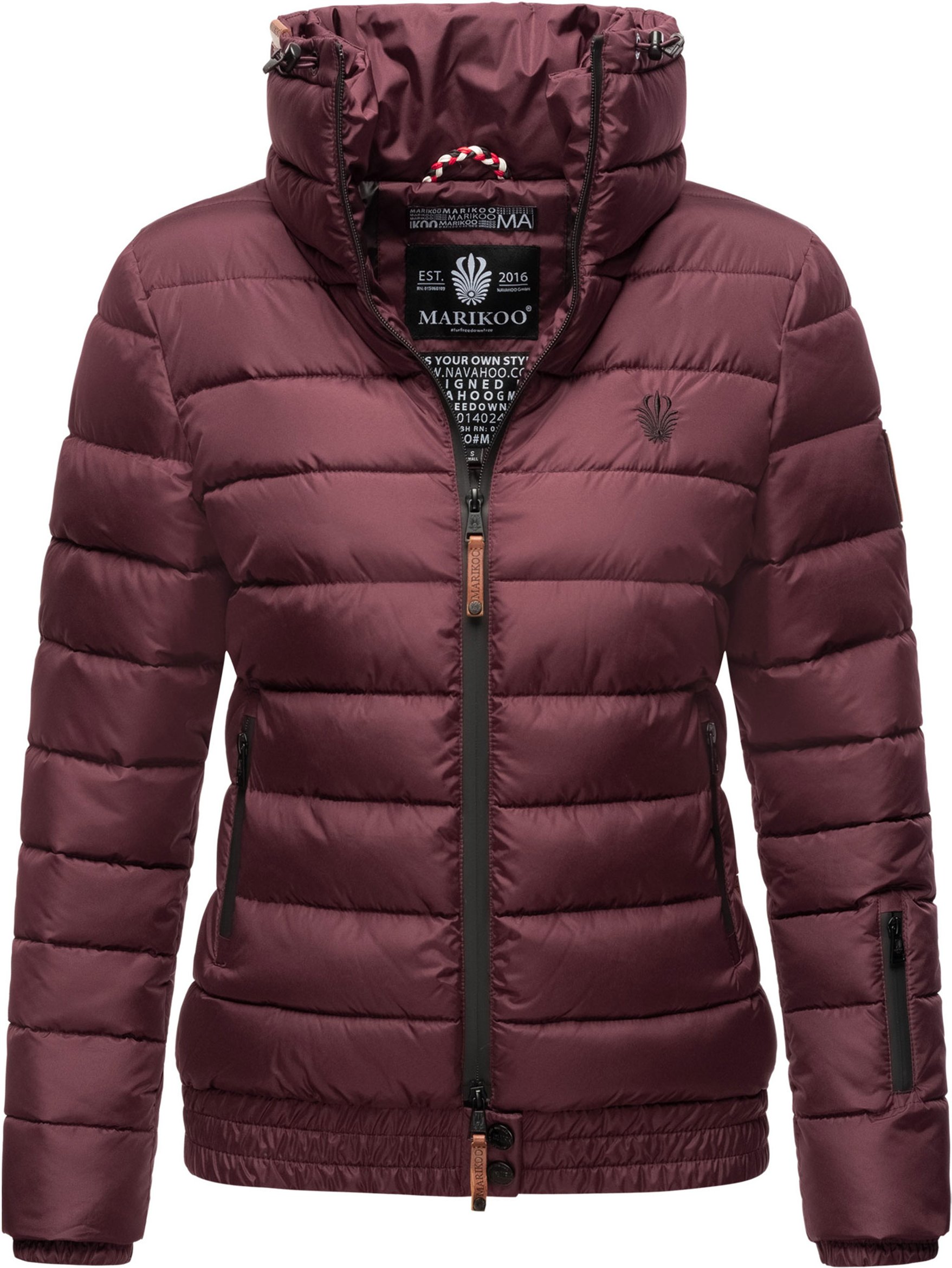 Marikoo Damen Steppjacke Poisen mit hohem Kragen & Teddyfleece-Taschen