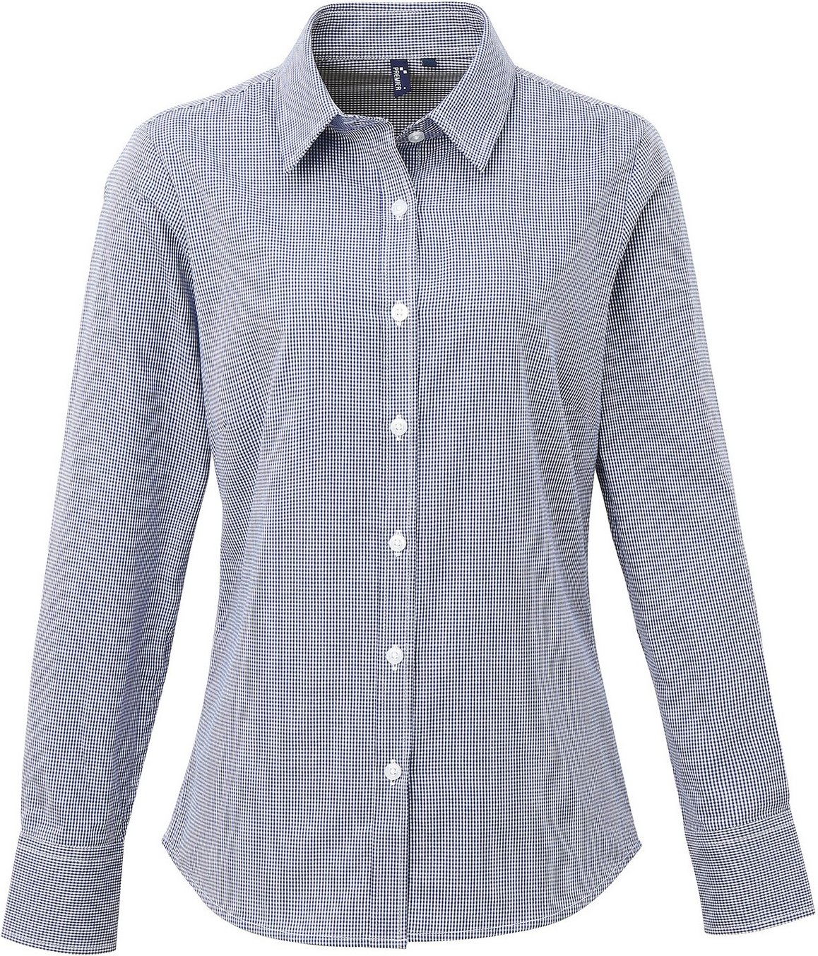 Premier Womens/Ladies Gingham Langarmhemd (Marine/Weiß)