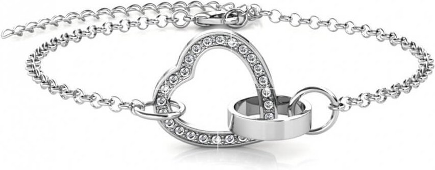Verschlossenes Herz-Armband - Silber und Kristall