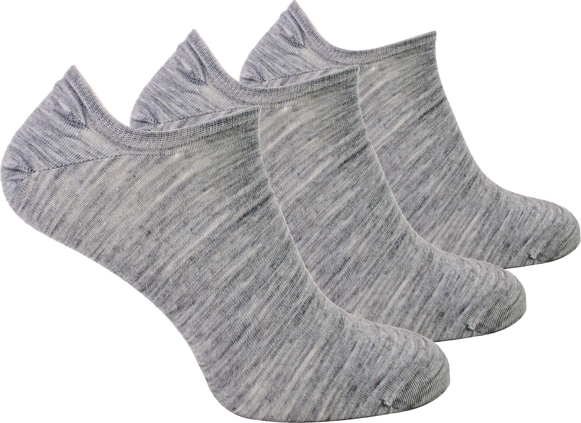 Steven - 3 Paare Multipack Herren Merinowolle unsichtbare Socken - Hellgrau