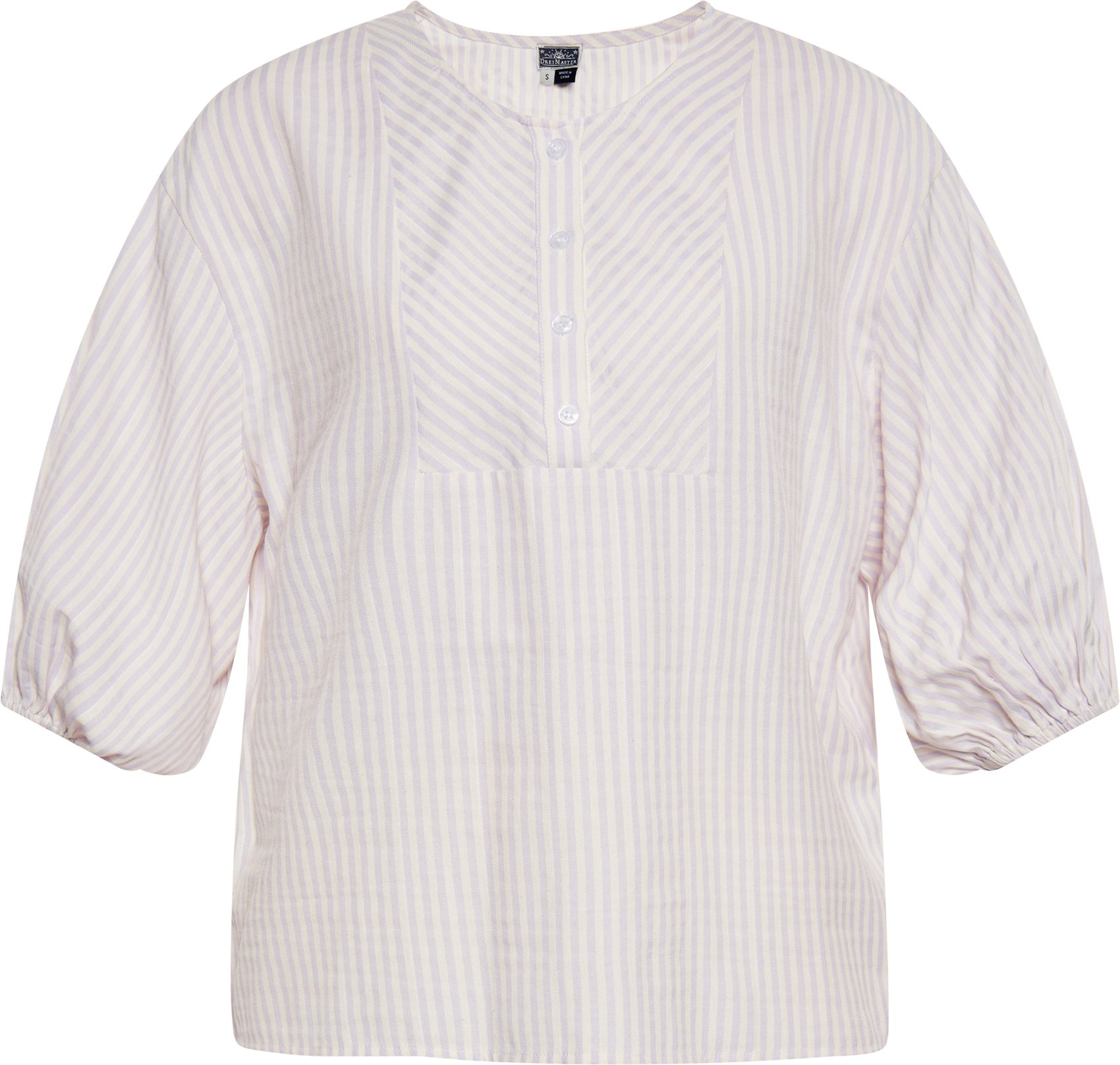 Dreimaster Bluse Damen Helllila Wollweiss