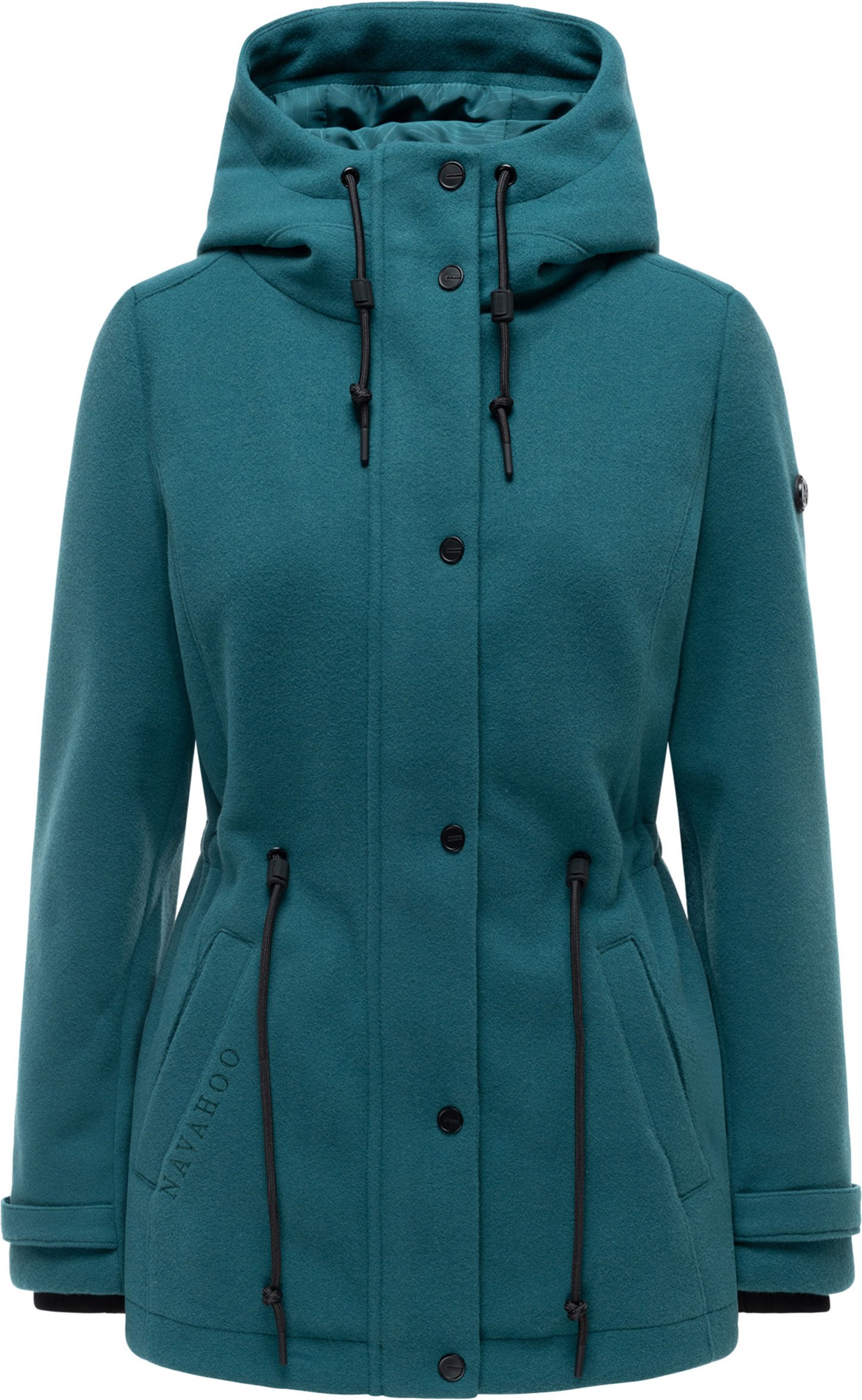 Navahoo Damen Übergangsjacke Lächelstern mit Kapuze in Wolle-Optik