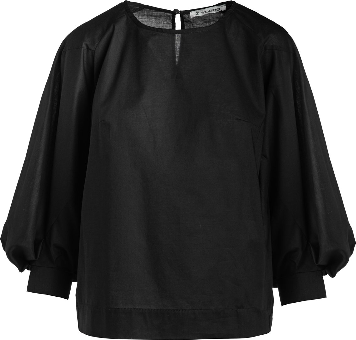 Schwarzes Top mit Bishop-Ärmeln