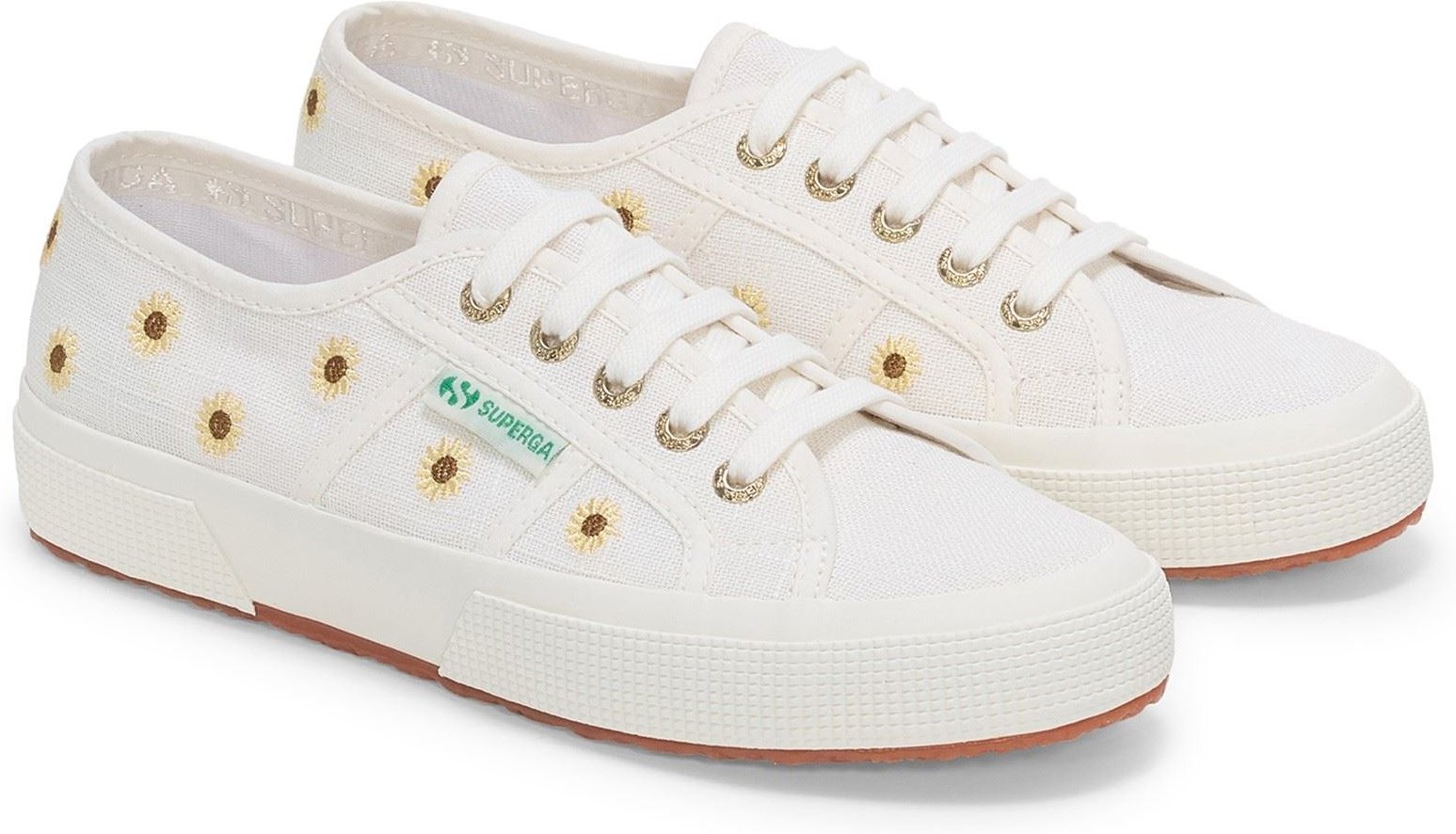 Superga Embroidery Linen Sunflower Damen Leinenschuhe In Weiß