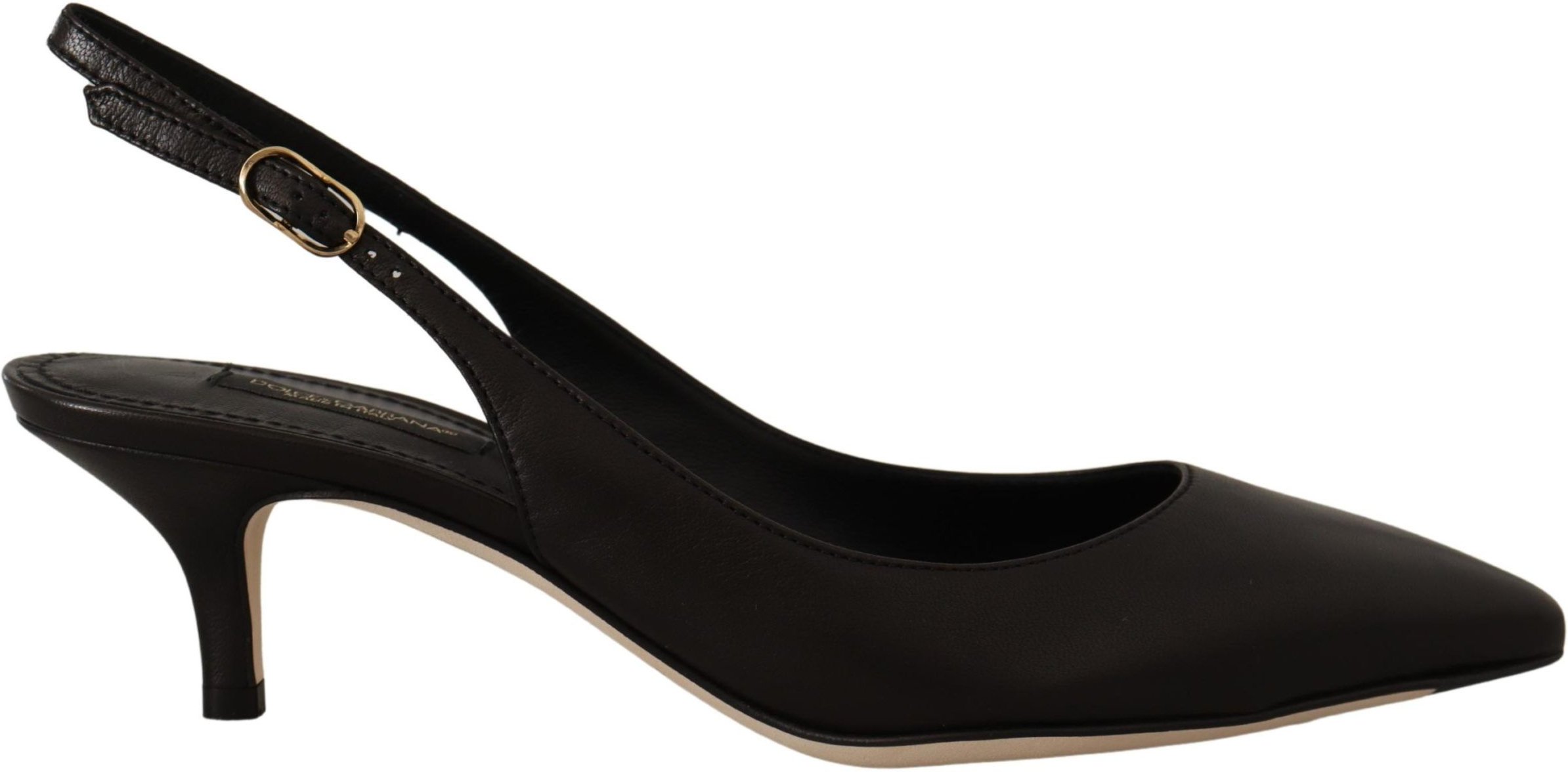 Leder Slingback-Pumps Schwarze Absätze