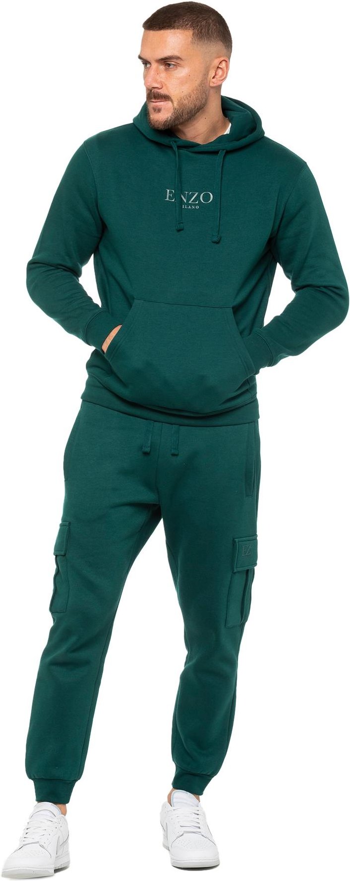 Thumbnail - Enzo | Herren Pullover Hoodie Trainingsanzug Set - Grün