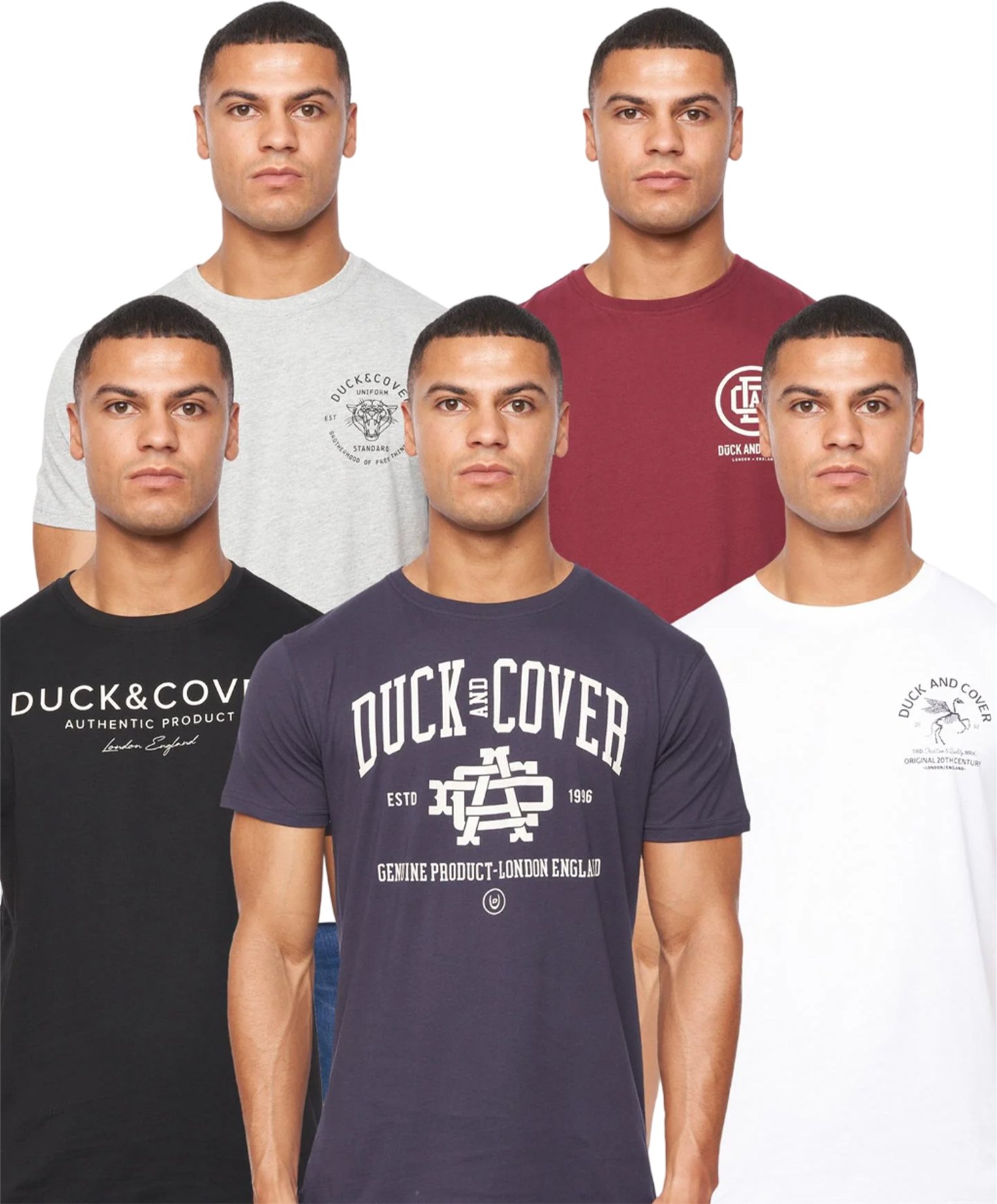 Duck and Cover - "Klapstar" T-Shirt für Herren(5er-Pack) (Bunt)