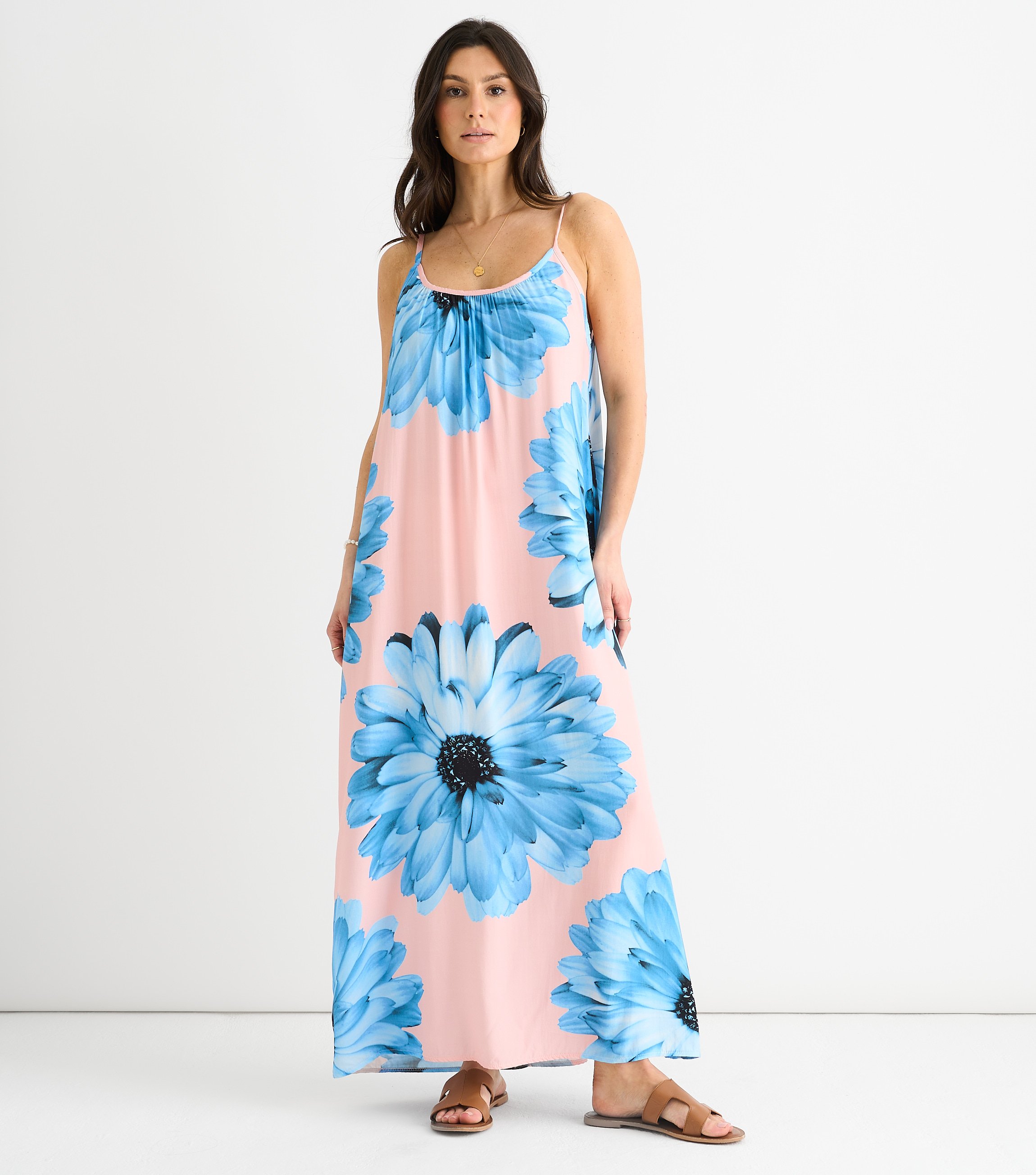 Blush Riemchenkleid mit Blumenmuster aus Viskose in Übergröße