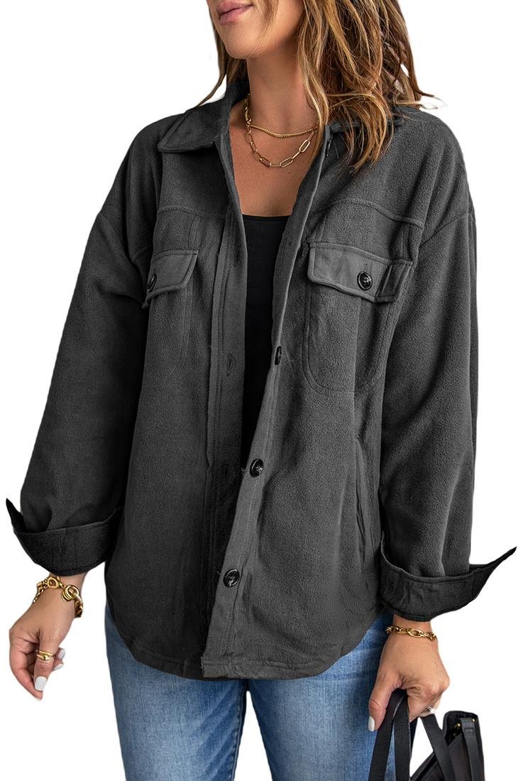 Thumbnail - Azura Exchange Damen-Hemdjacke mit Knöpfen in Grau