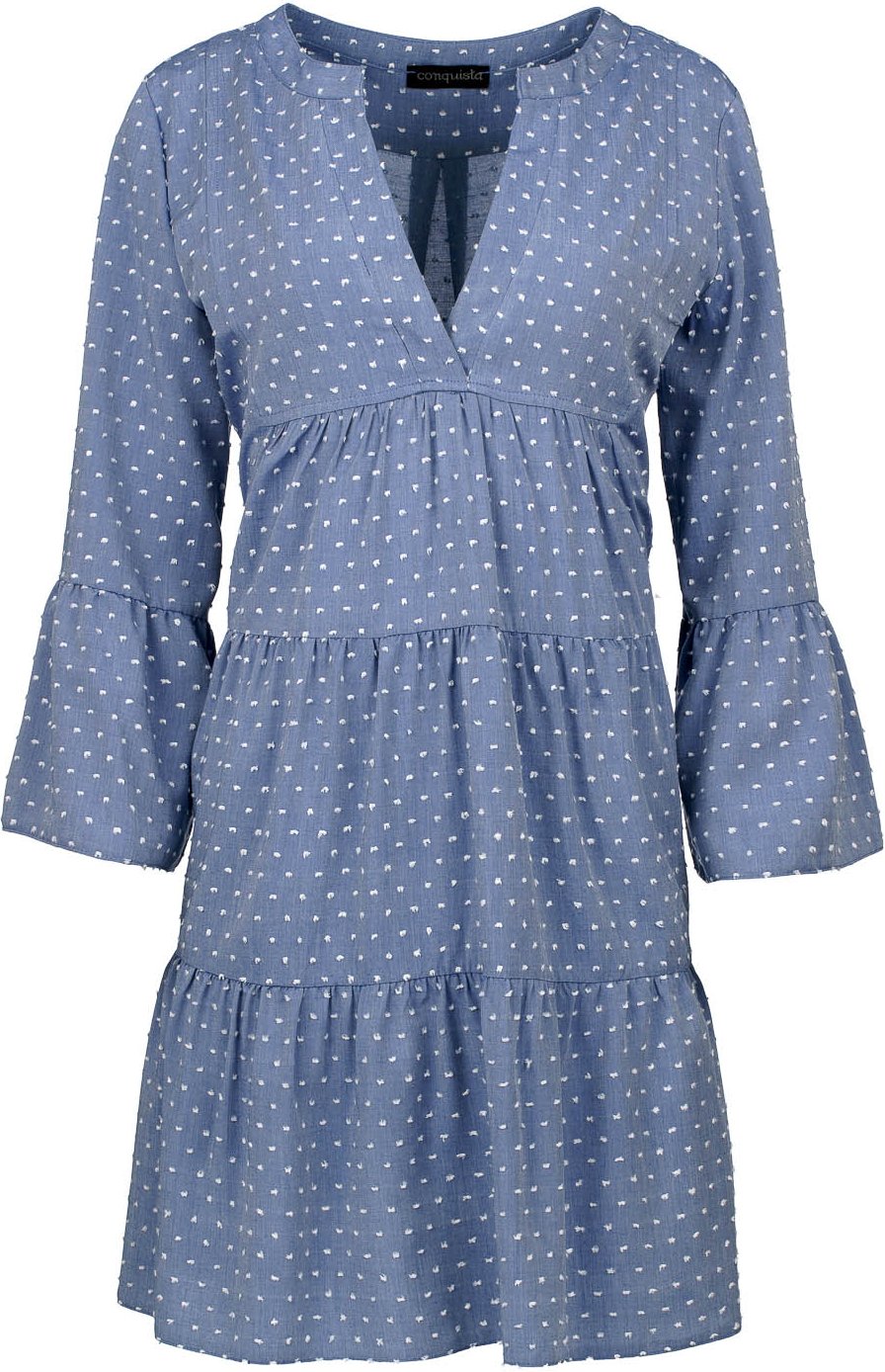 Thumbnail - Besticktes A-Linien-Kleid im Denim-Stil