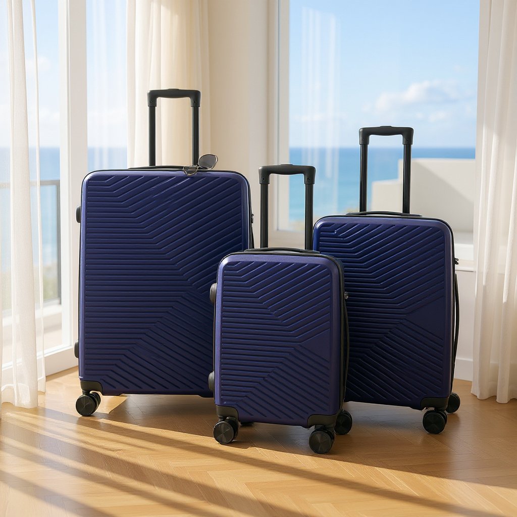 Hartschalenkoffer Navy Robustes 8-Rad-Handgepäckkoffer-Taschenset