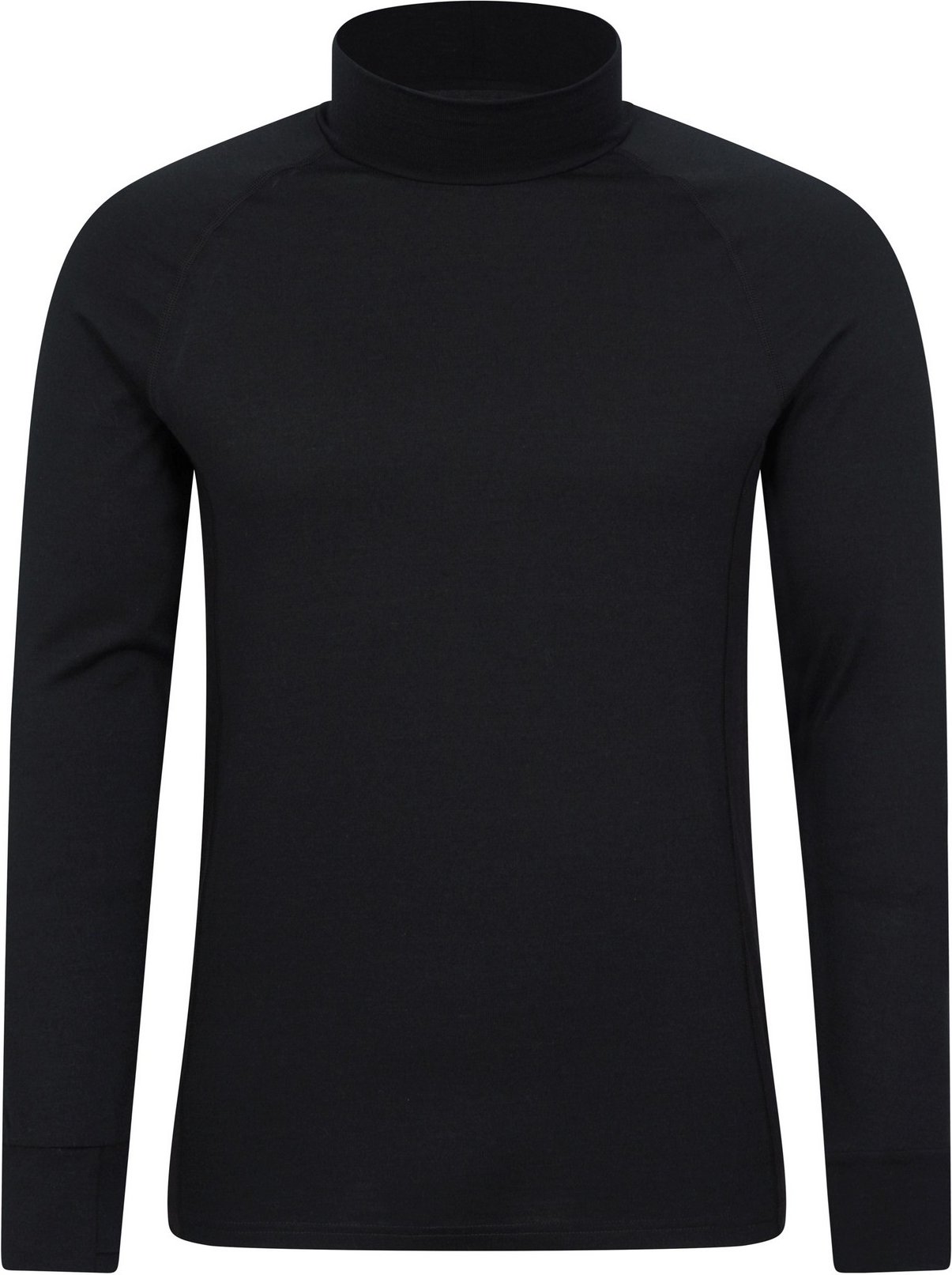 Mountain Warehouse Herren Summit Merino Wolle Funnel Neck Thermo-Oberteil (Schwarz)