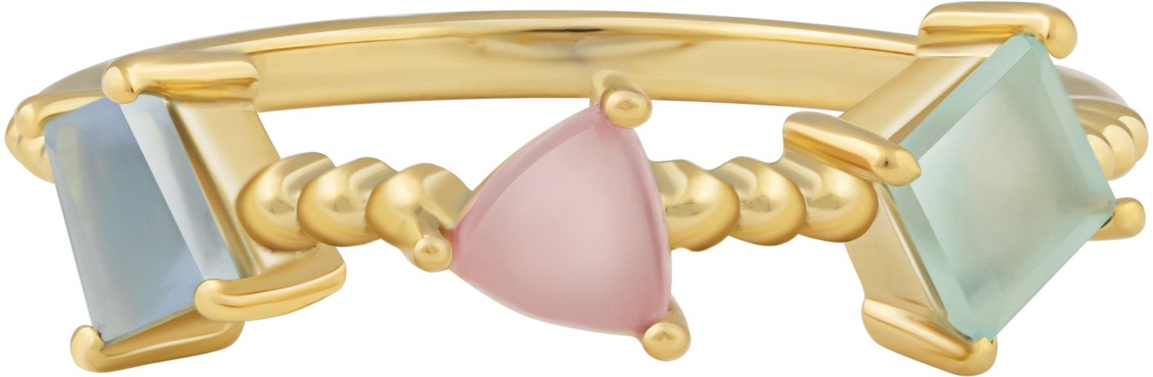 cai Ring 925 Silber vergoldet Echtstein Pastell