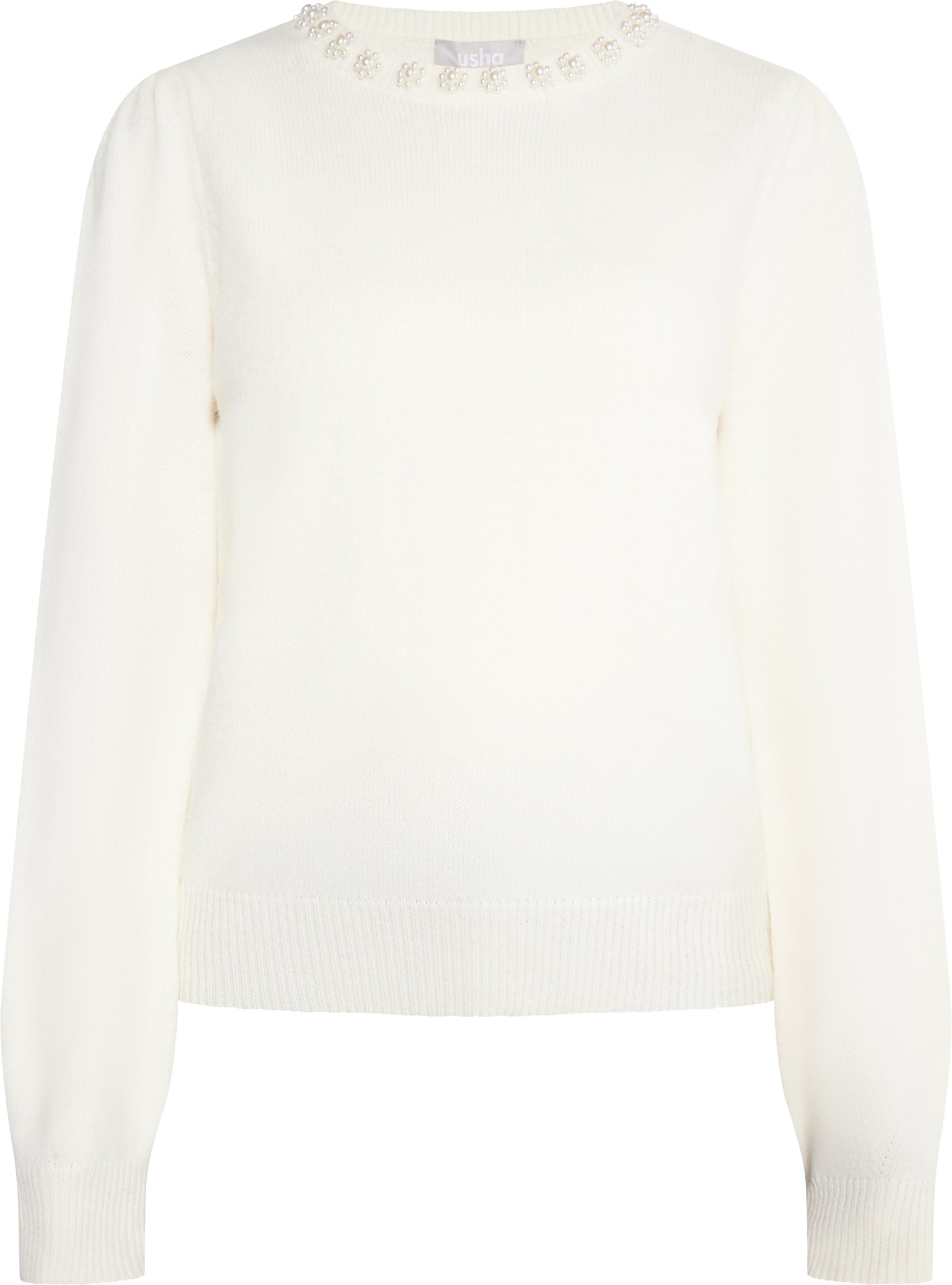 usha Pullover mit Perlen Damen Wollweiß