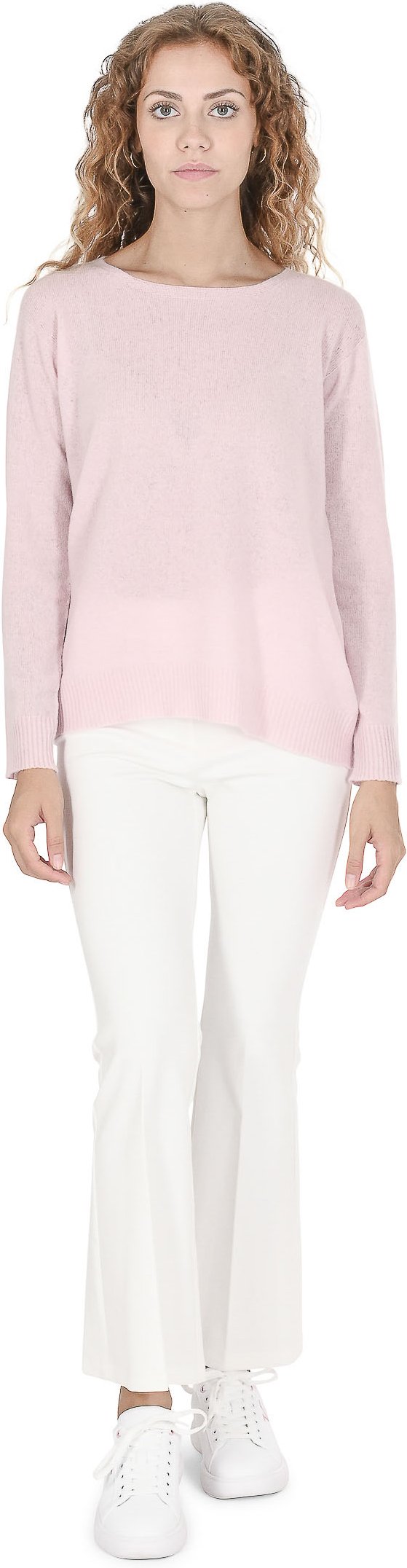 Crown Of Edinburgh Cashmere Pullover Carrékragen Für Frauen Coe 006 Dusty Pink