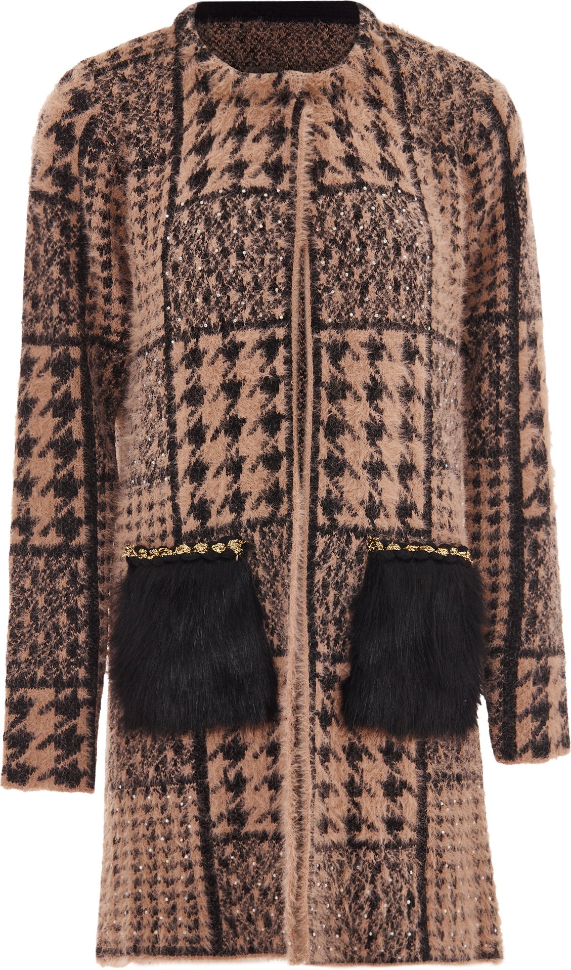 Faina Strickjacke Damen Dunkelrosa Schwarz