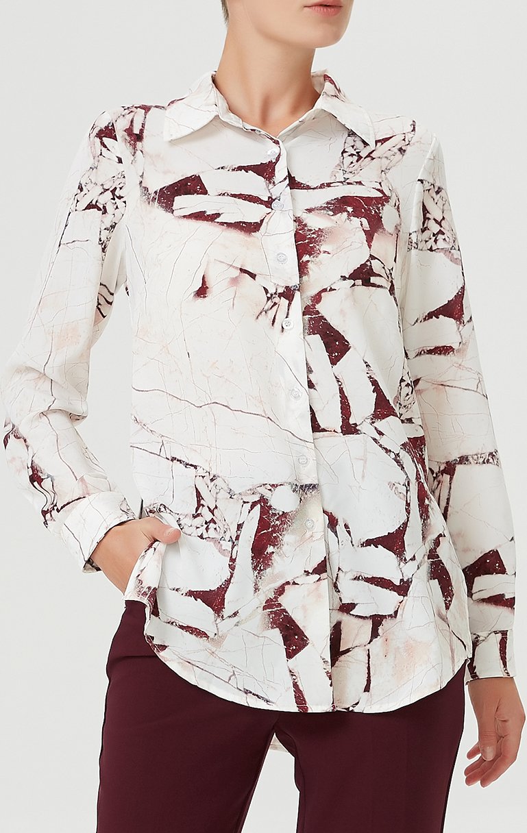 Gerades Hemd mit Marmoreffektdruck