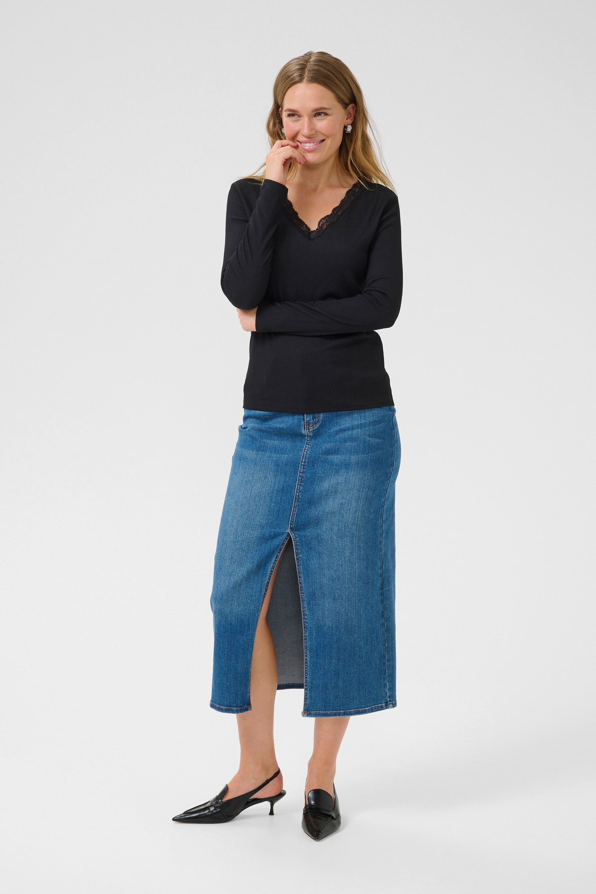 Langarm-Bluse Regular fit Black