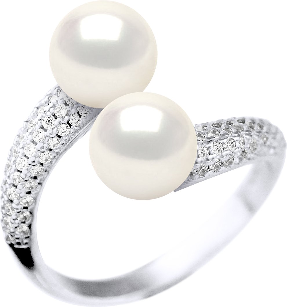 Ring You & Me Schmuck - 2 echte Süßwasser-Zuchtperlen rund 8-9 mm