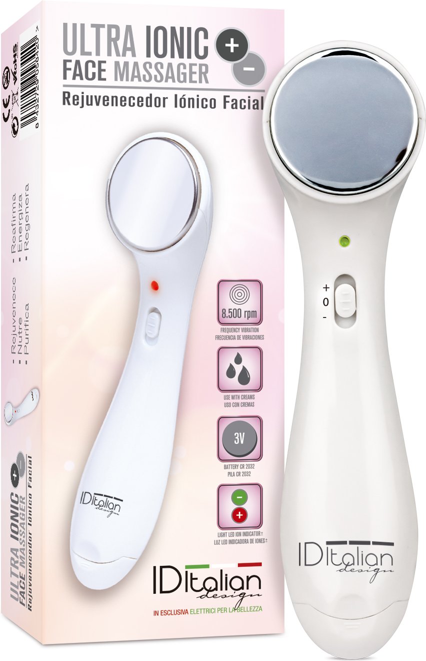 Verjüngungskur für das Gesicht mit dem Ionen-Massagegerät - weiß - 8500 rpm
