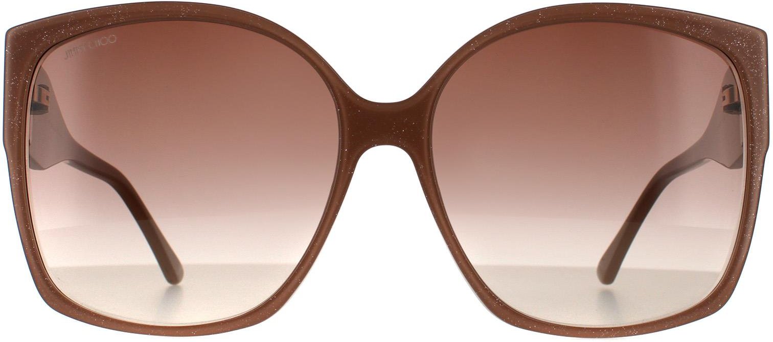 Thumbnail - Jimmy Choo Square Womens Nude Glitter Braun Gradient Sonnenbrille