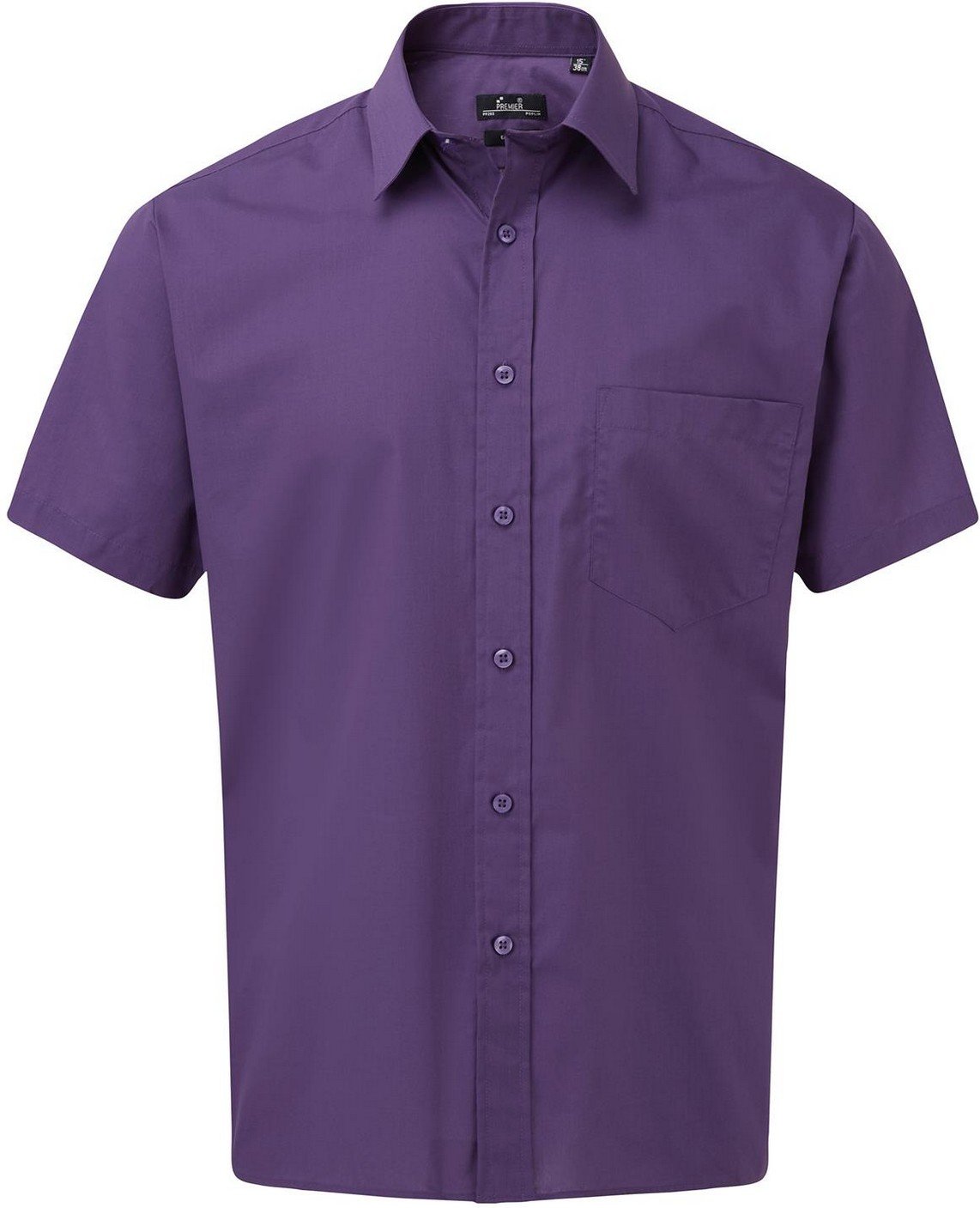 Premier Herren Popelin-Hemd, kurzärmlig (Violett)
