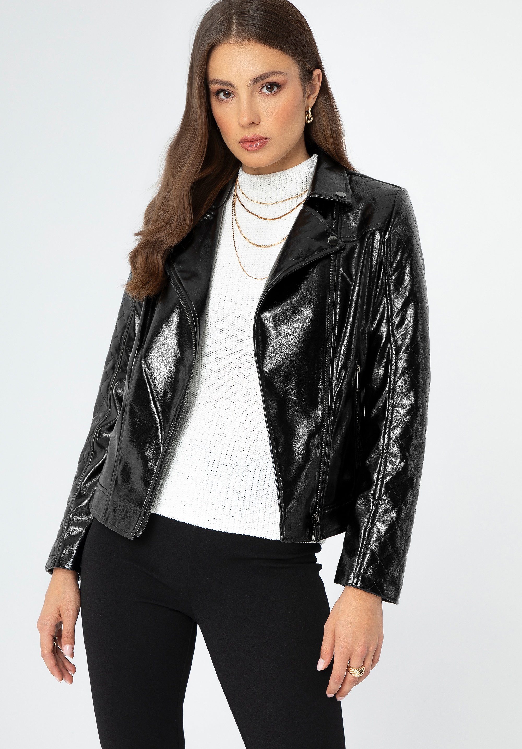 Wittchen Damen-Bikerjacke aus Öko-Leder, schwarz und graphit