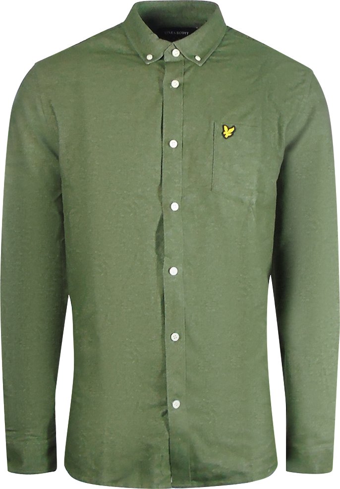 Lyle & Scott Langarm-Chambray-Hemd in Moosgrun
