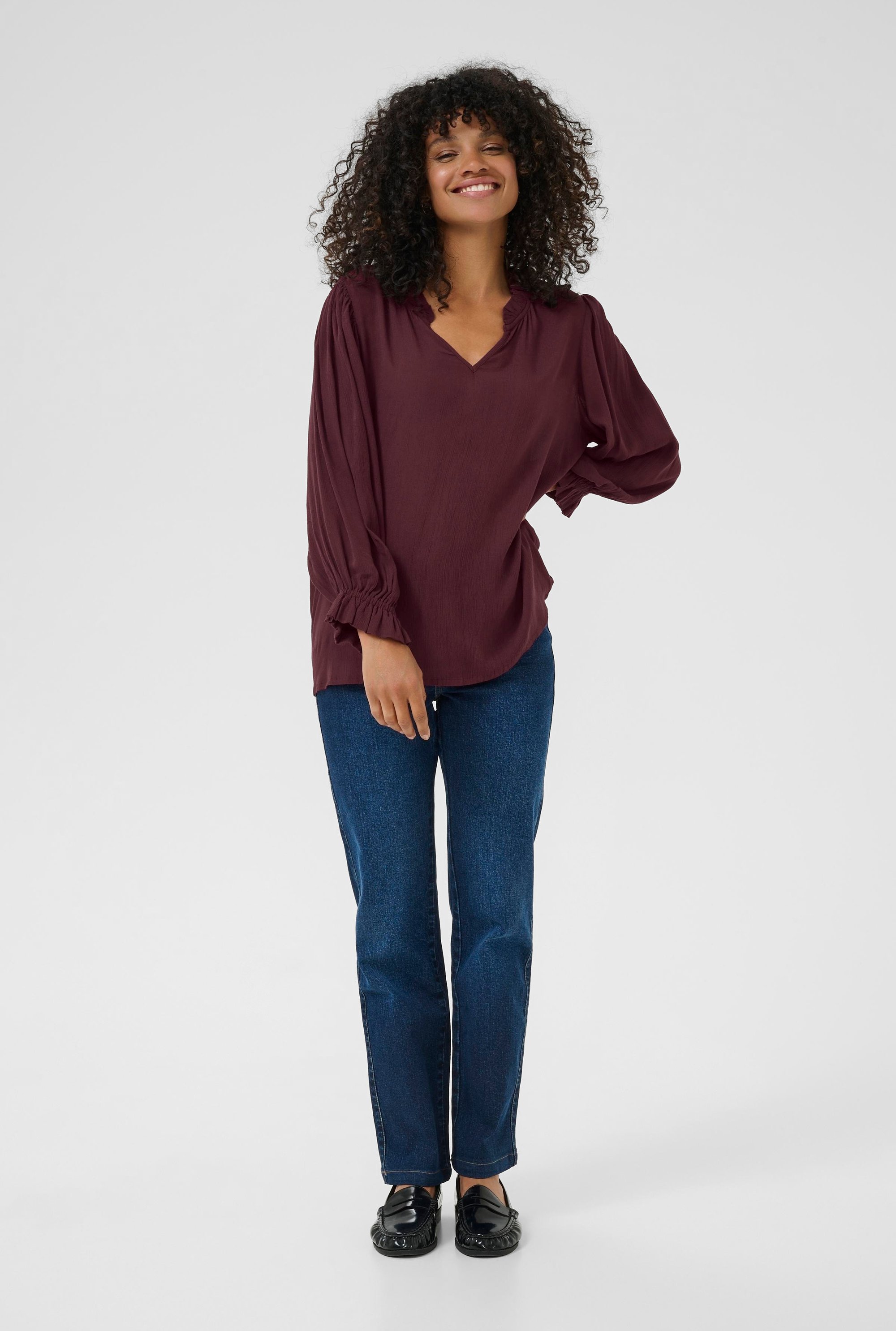 Langarm-Bluse KAliv Regular fit bordo