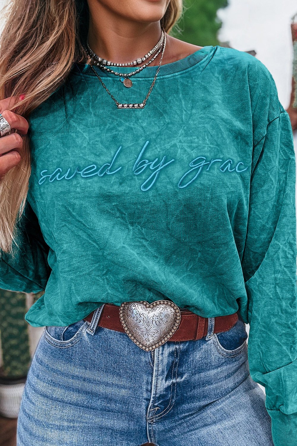 Saved By Grace Langarmshirt