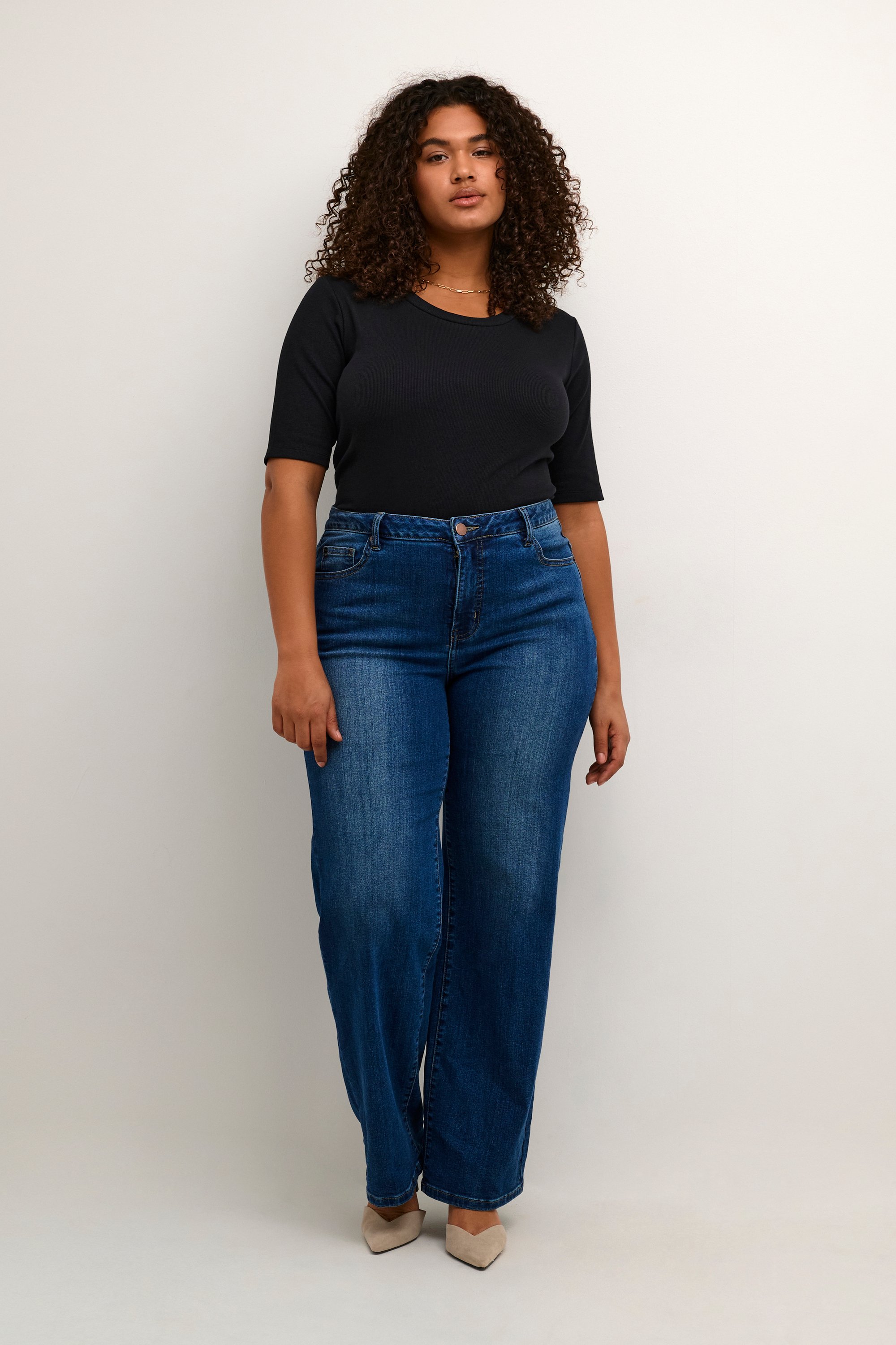 T-Shirt Figurbetont Schwarz Tief black